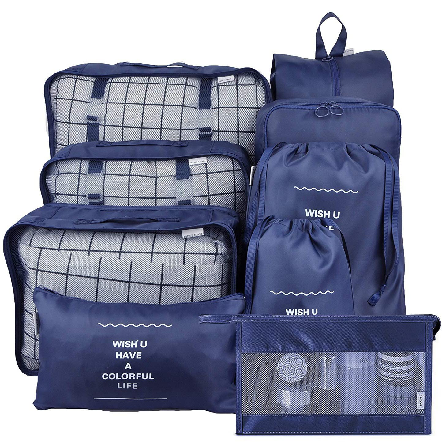 UTELKA Packwürfel Kompression 6/8/9 Stück Set Reiseverpackungswürfel, Multifunktionswürfel Gepäck Organizer wasserdichte Reisekompression Koffer Beutel