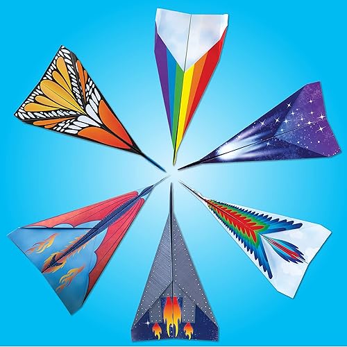 Miniatura 10 de Creativity for Kids Stunt Squadron Fold & Launch Paper Airplanes: crea 80 aviones de papel, kit de ciencia STEM para niños, kit de manualidades de