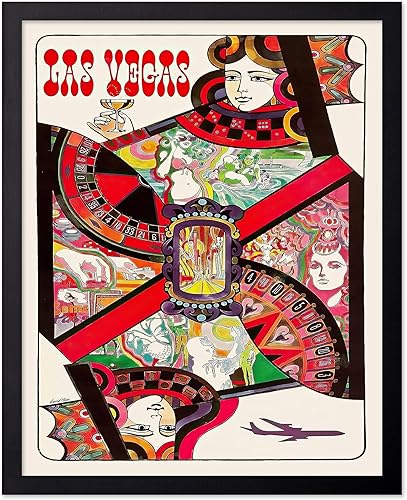 Poster Master Póster de viaje vintage, impresión retro de Las Vegas, arte de naipes de reina, arte de casino, regalo para hombres, mujeres, amantes