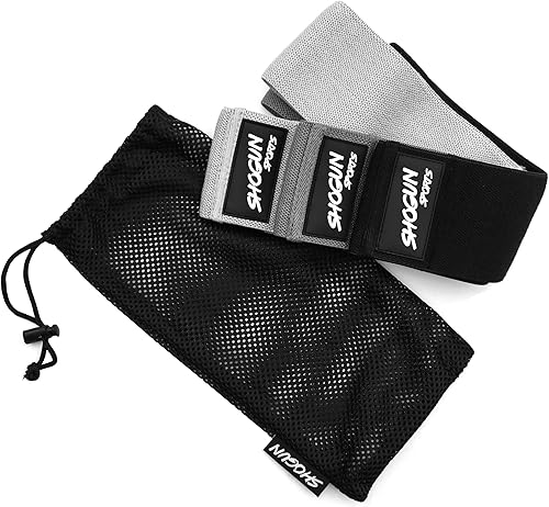 Miniatura 5 de Shogun Sports Bandas de resistencia de cadera. Juego de 3 bandas de tela para la cadera para activación de glúteos, ejercicios de glúteos y