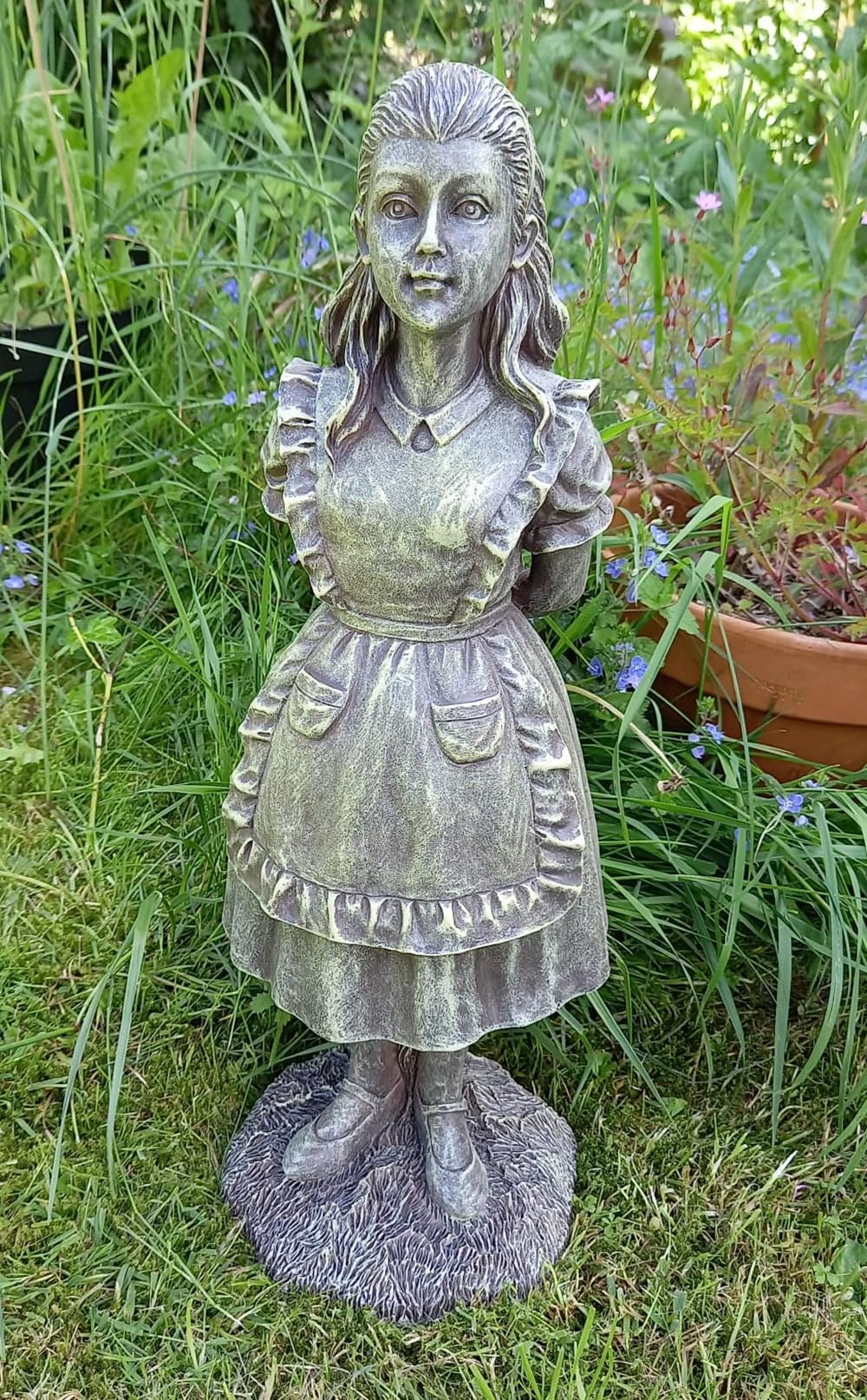 Inspirational Gifting Alice in Wonderland Garden Sculpture Decoration Ornament made from Weighted Resin
