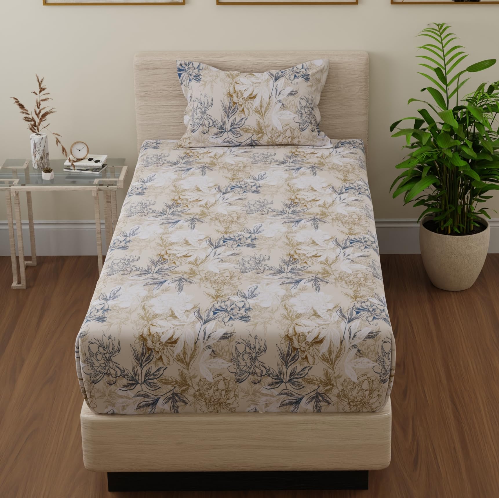 Huesland Cotton Fitted Sheet - Single Bed, Paisley Design -11