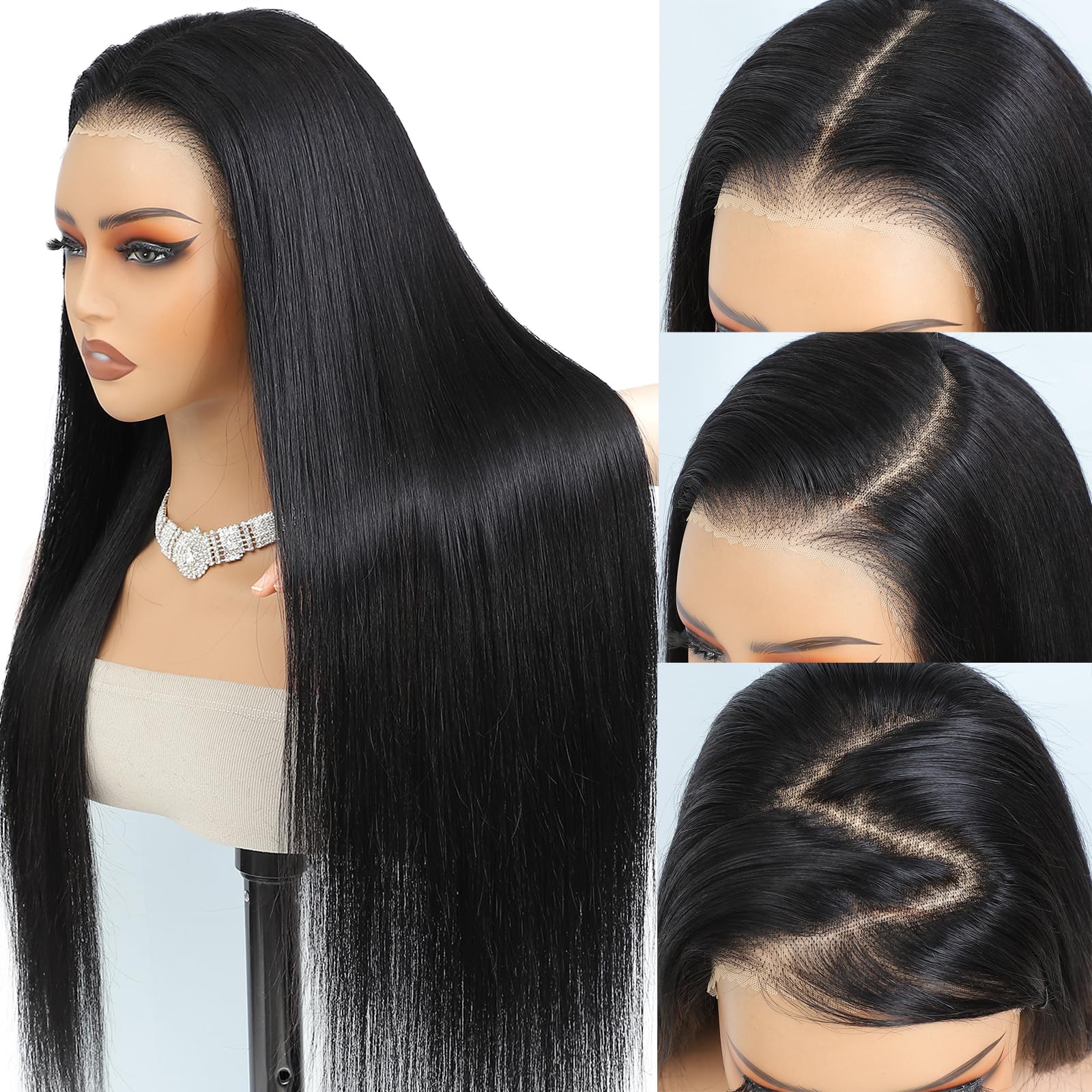 Silky Straight Human Hair wig For Black Women,200 Density 20 Inch 9X6 HD Lace All Day Comfort Flexi-Fit Invisi Drawstring Wear And Go Glueless Wig Human Hair Pre Plucked Pre Cut Friendly To Beginners - Image 2