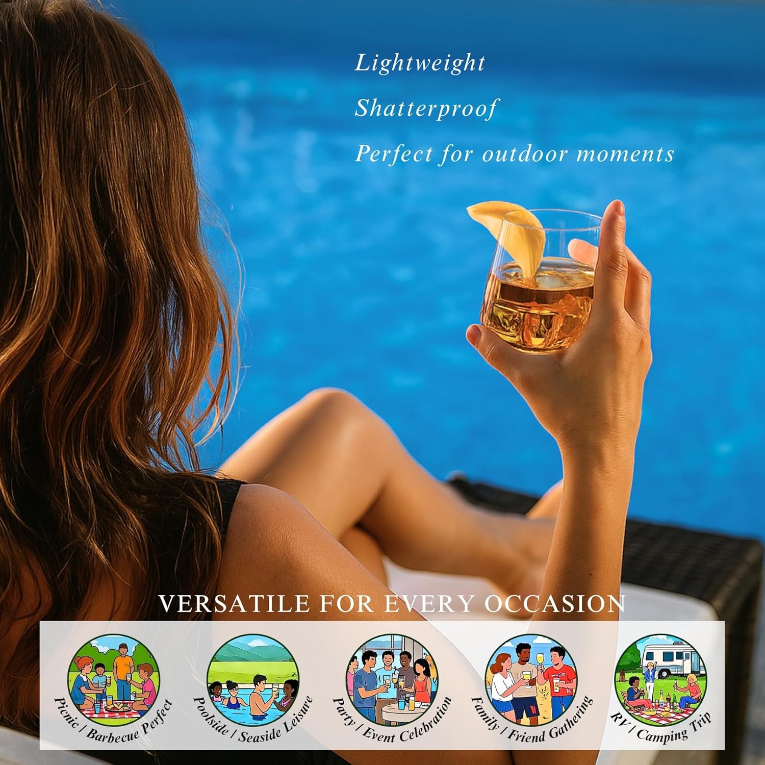 16oz Clear Stemless Wines Cups (Set of 6), Shatter-Proof Acrylic Glasses Drinkware, Reusable Plastic Bar Glasses, BPA-Free, Dishwasher-Safe - Image 3