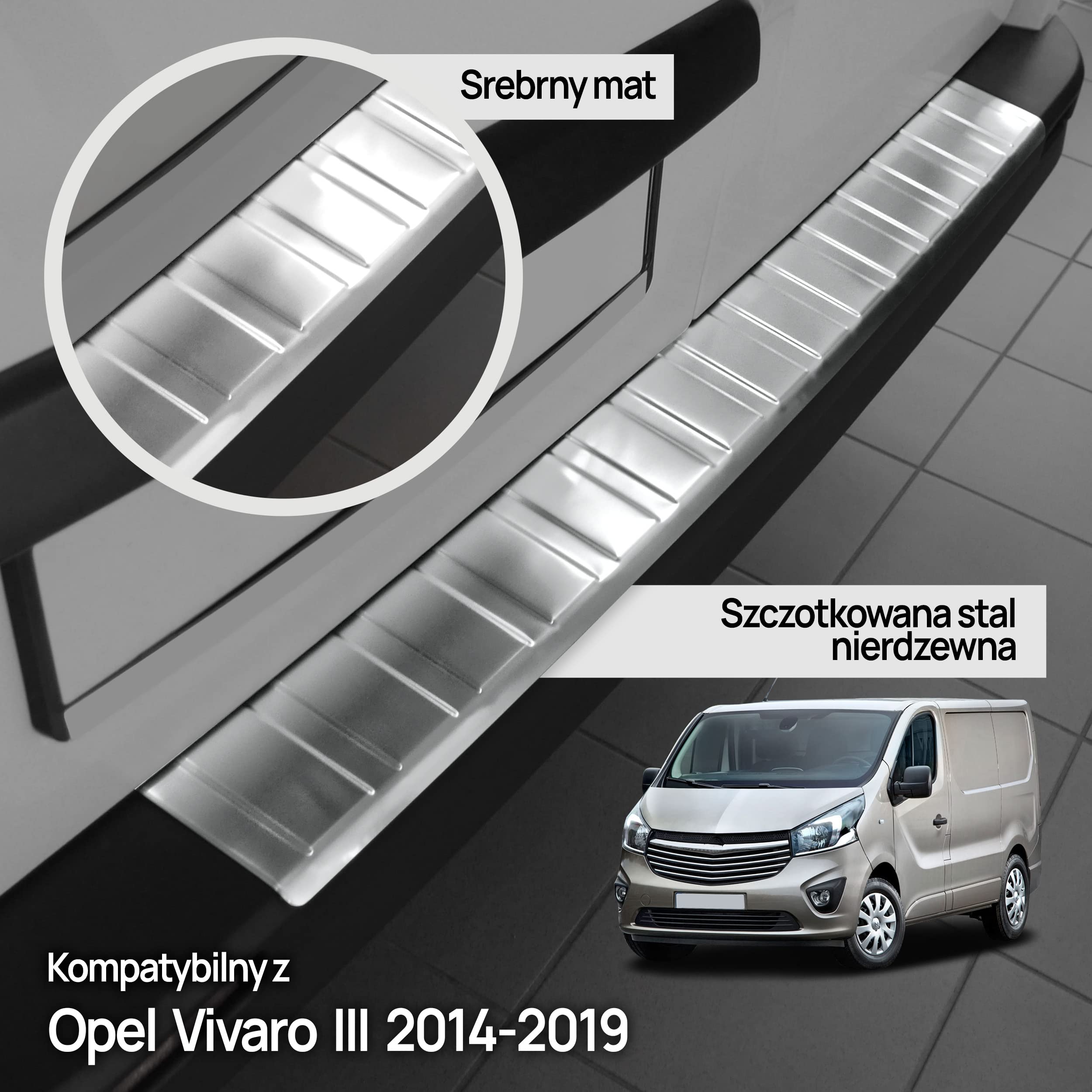 CHROMEMASTER| Listwa Ochronna Tylnego Zderzaka | Pasuje do Opel Vivaro 2014-2019 | Stal Nierdzewna Szczotkowana, Srebrny Mat; Listwa Chroni Lakier Tylnego Zderzaka przed Zarysowaniem i Uszkodzeniem