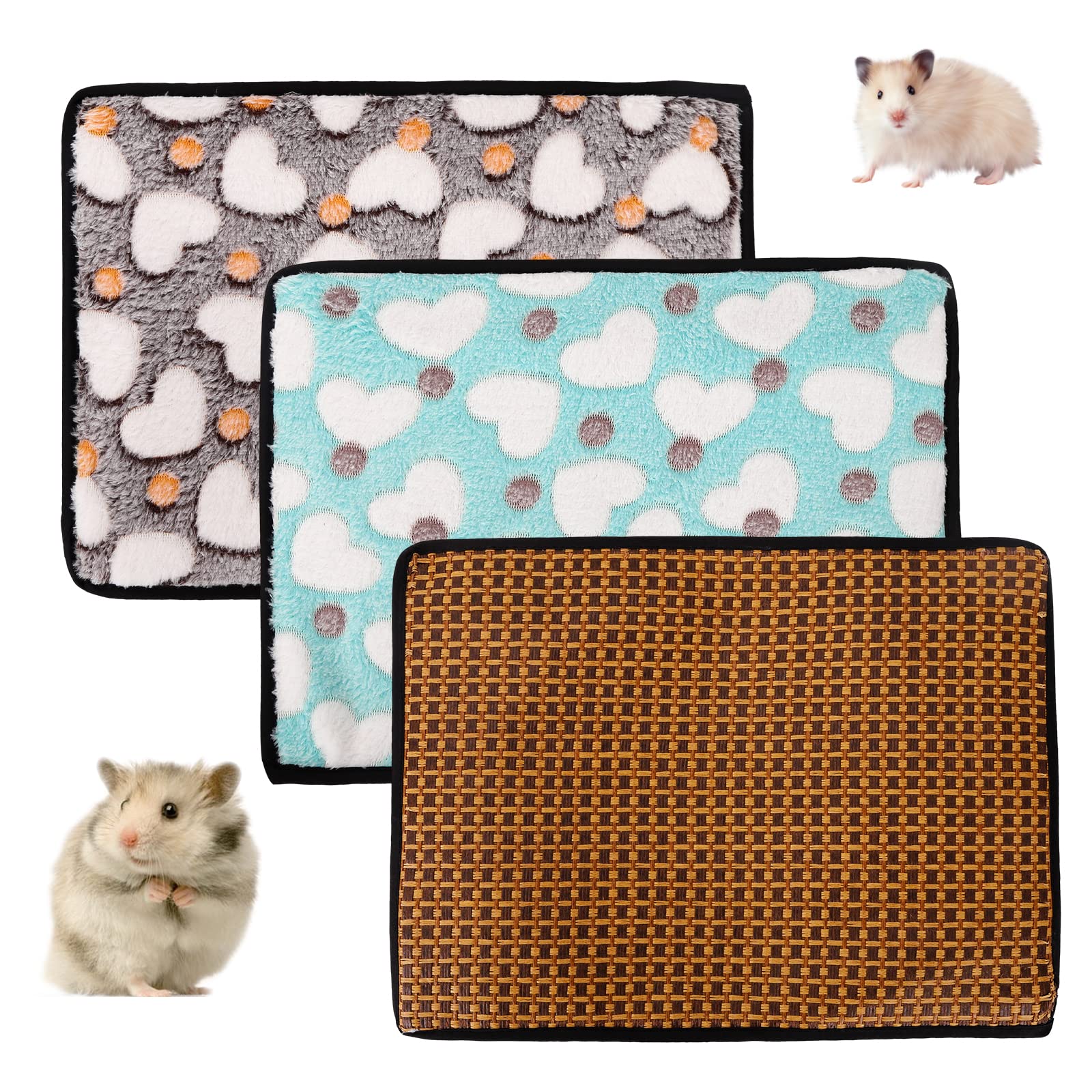 HileyuSmall Animal Plush Bed Double-Sided Rabbit Hamster Cooling Pad and Warm Fluffy Puppy Blanket Guinea Pig Sleep Mat for 4 Seasons Small Pet Puppy Guinea Pigs Hamster Rabbits Cat (Brown)