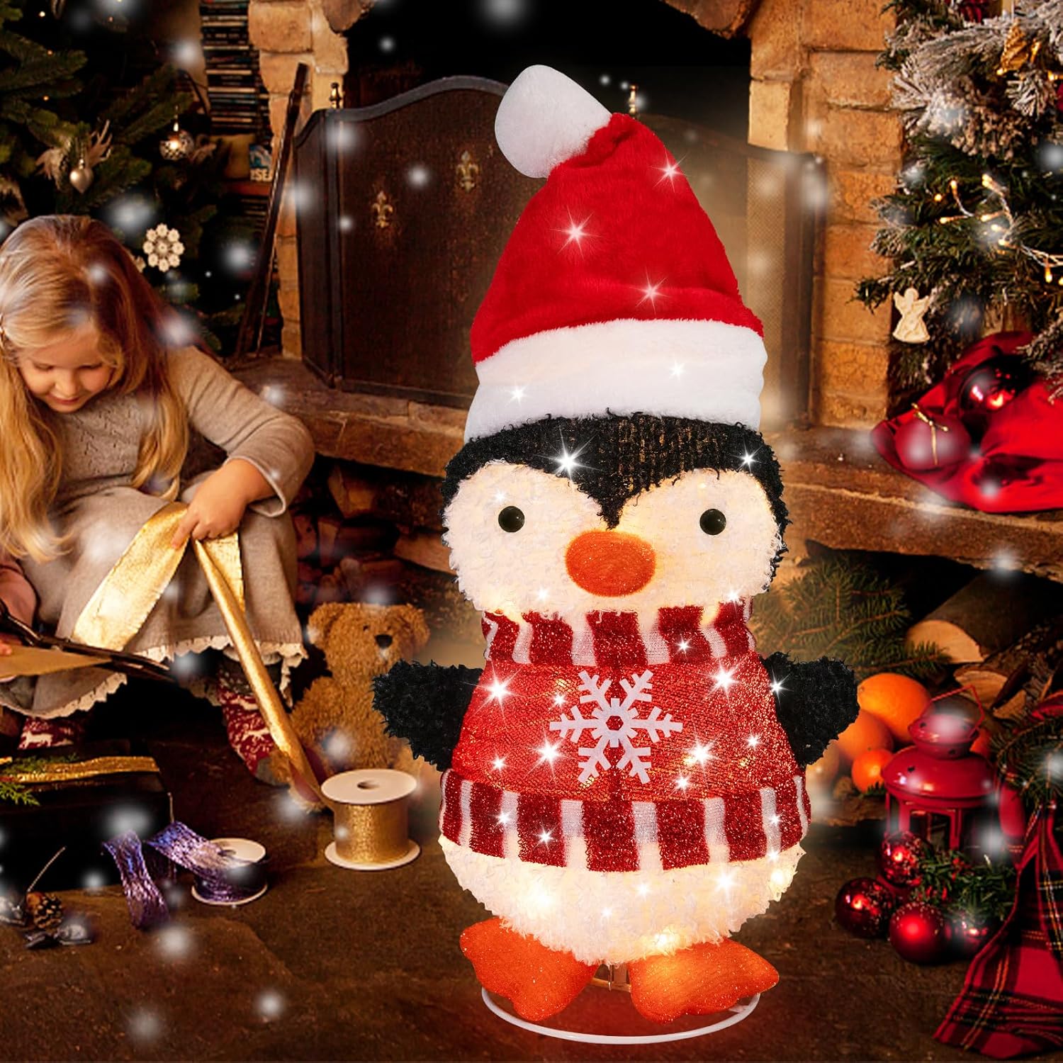 MUMTOP Penguin Indoor Outdoor Christmas Decorations, 28 Inch Pop Up Lighted Penguin,Collapsible Christmas Decorations Outdoor Yard Holiday Decor - Image 6