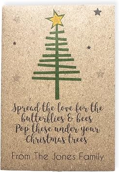 Personalised Christmas Wildflower Seed Packets x10   Custom Eco Friendly Stocking Fillers & Table Favours   Bee Friendly UK Seeds   Gifts for Teachers, Nature Lovers Events, Charities, Corporate