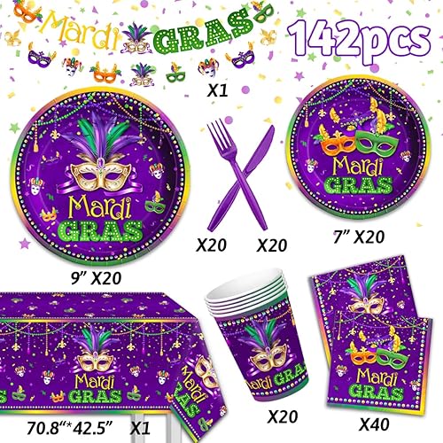 Miniatura 4 de Decoraciones de fiesta de Mardi Gras para fiesta 40 servilletas de Mardi Gras servilletas de papel desechables para mascarada suministros de fiesta