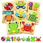 Bekayshad Wooden Puzzles Toddler Toys Gifts for 1 2 3 Year Old Boys Girls, 8 Pack Animal Jigsaw Puzzles Montessori Toys, Learning Educational Christmas Birthday Gifts for Girls Boys Ages 1-3