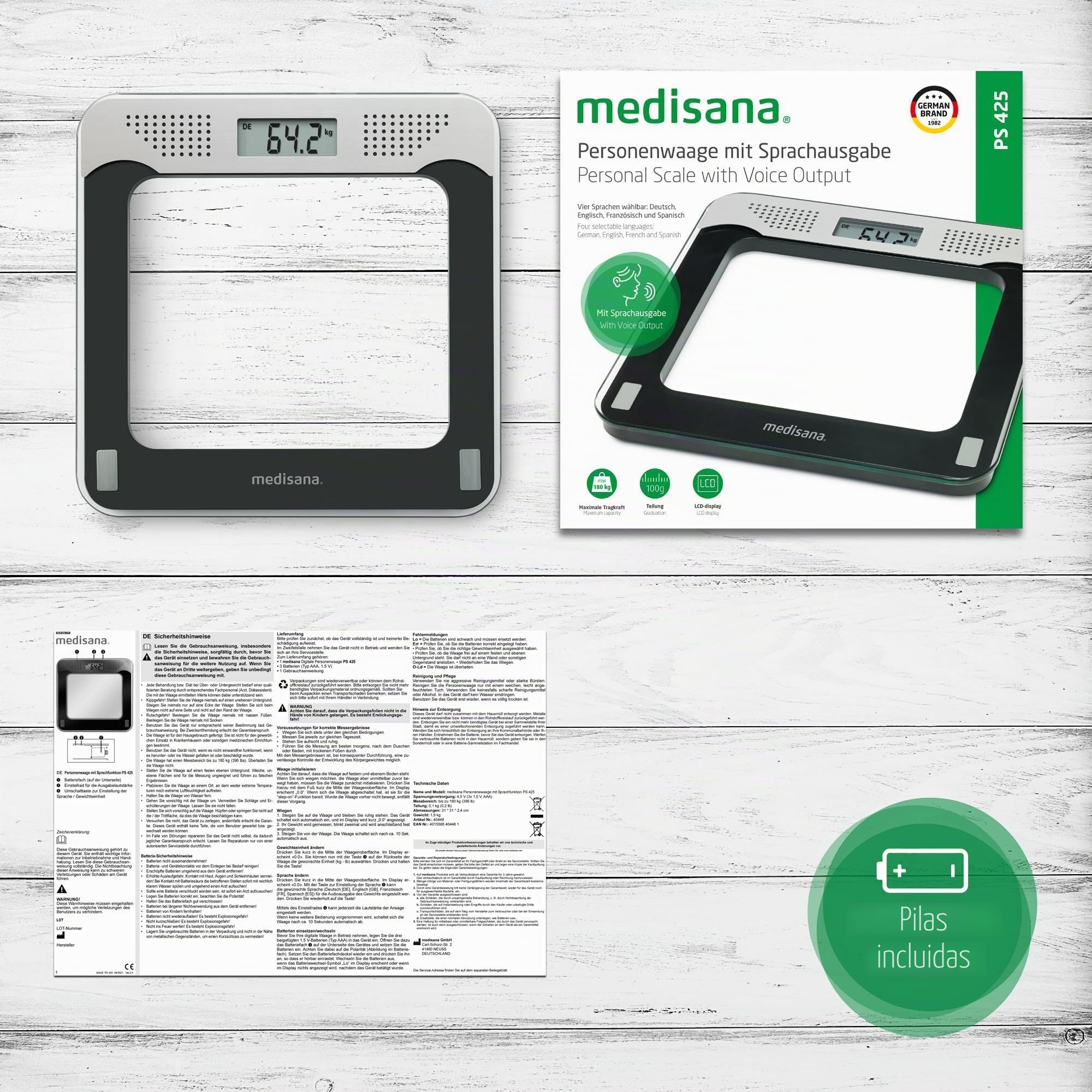 Medisana PS 425 balanza digital de personas, bascula de baño
