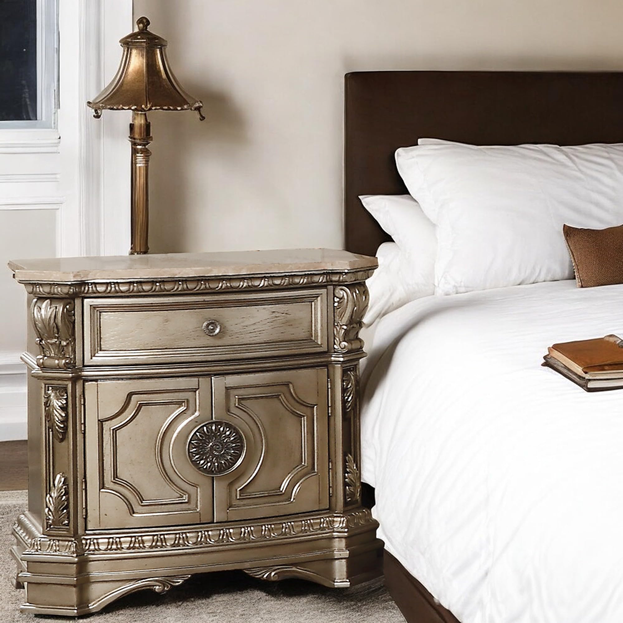 Amazon.com: ACME Furniture Northville Marble Top Nightstand,Marble