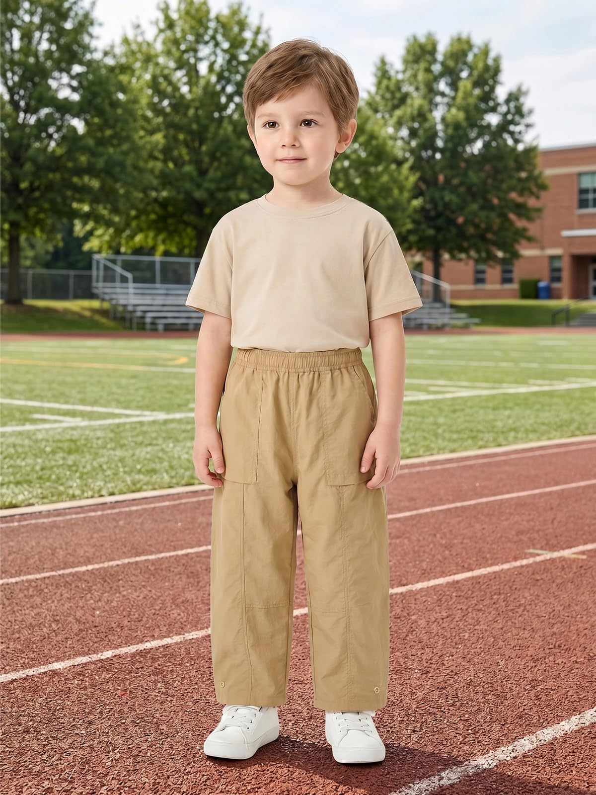 Miipat Pantalones Cargo Holgados para Niñas, Pantalon Tipo Paracaídas de Secado Rápido Pantalones Casuales Ligeros con Cintura Elástica para Niños y Niñas 3-8 Años