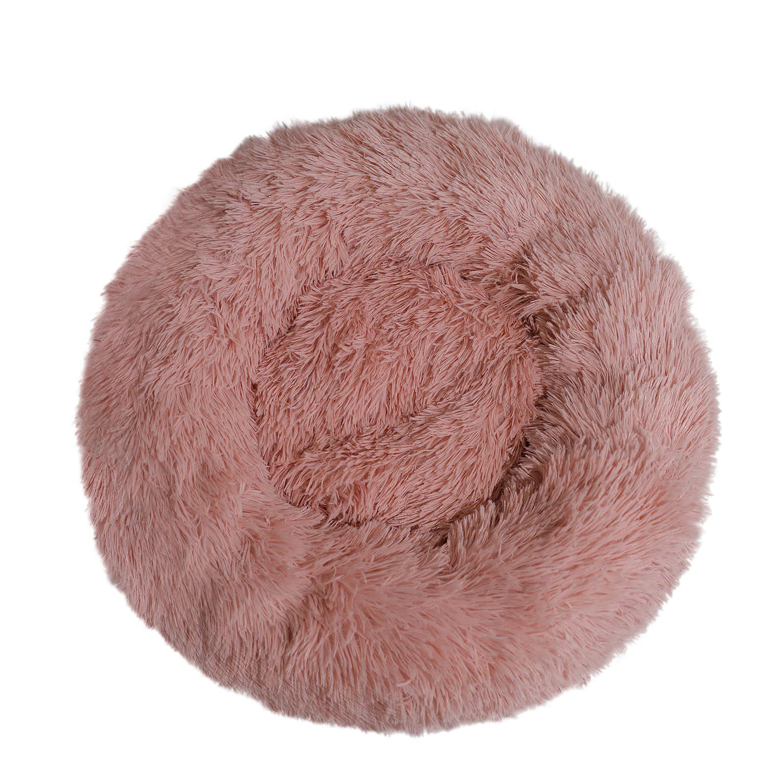 Fouriding Plush Donut Dog Cat Bed-Calming Anxiety Pets Bed for Dogs Cats Pets Soft Round Cushion Beds with Non-Slip Bottom and Washable (XXL 80CM, Lotus pink)