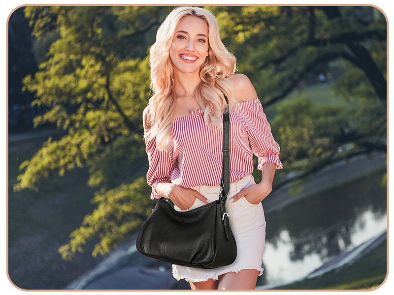 Genuine Leather Hobo Bag For Women – Handmade Vintage Satchel, Top Handle & Shoulder Strap, 12.2x9.4x5.1 Inches - View #4