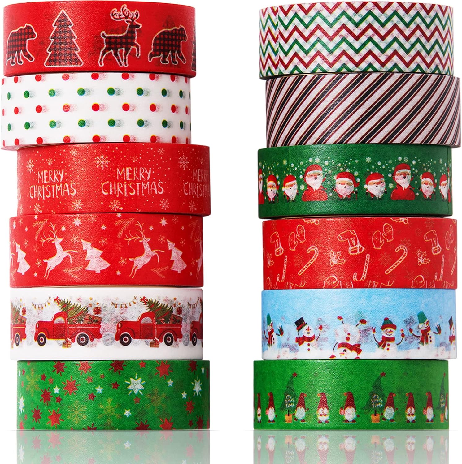 12 Rolls Christmas Holiday Washi Tape 15 mm Wide Winter