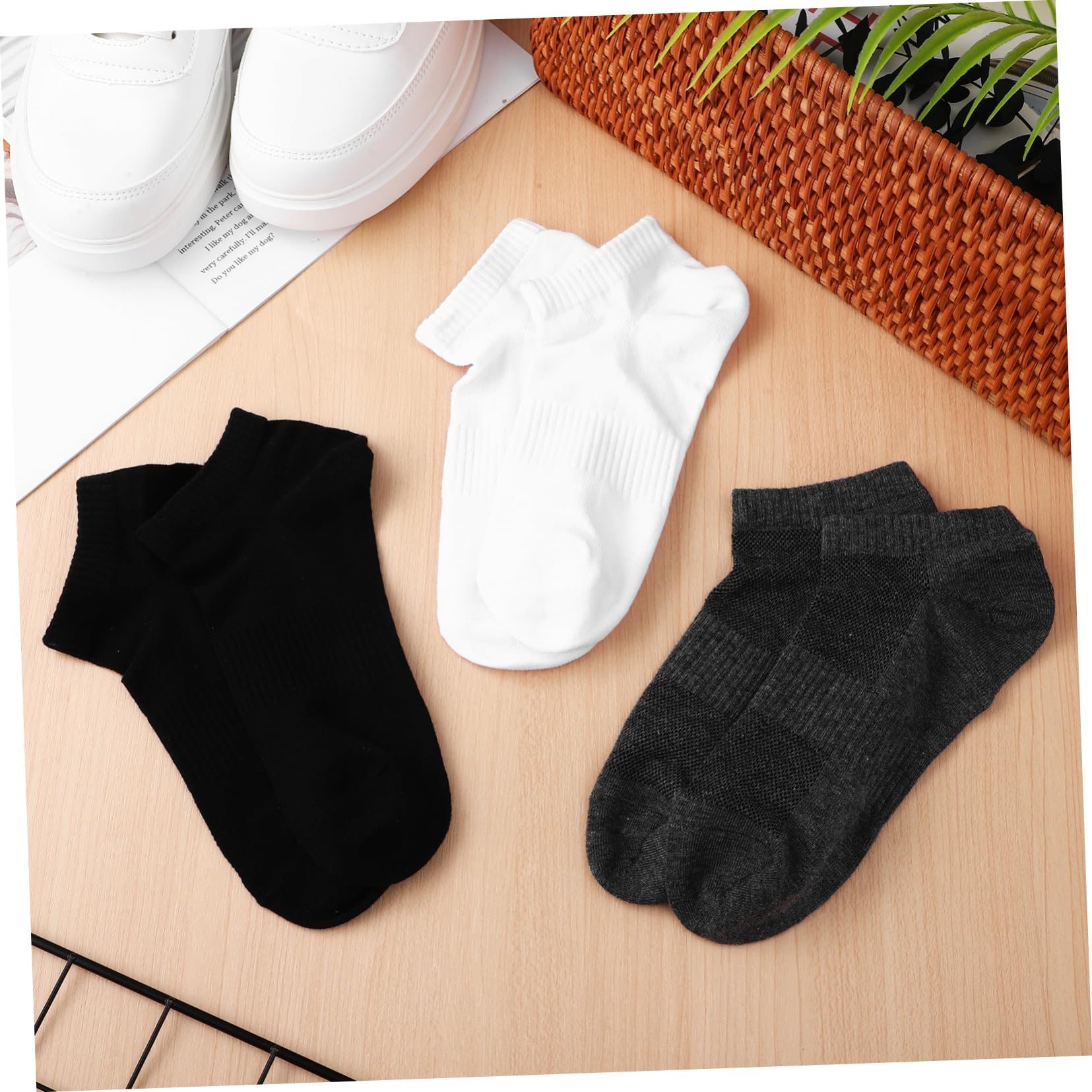 WOONEKY 9pares Calcetines Deportivos Para Hombre Algodón Cortos Transpirables Tobilleros Running