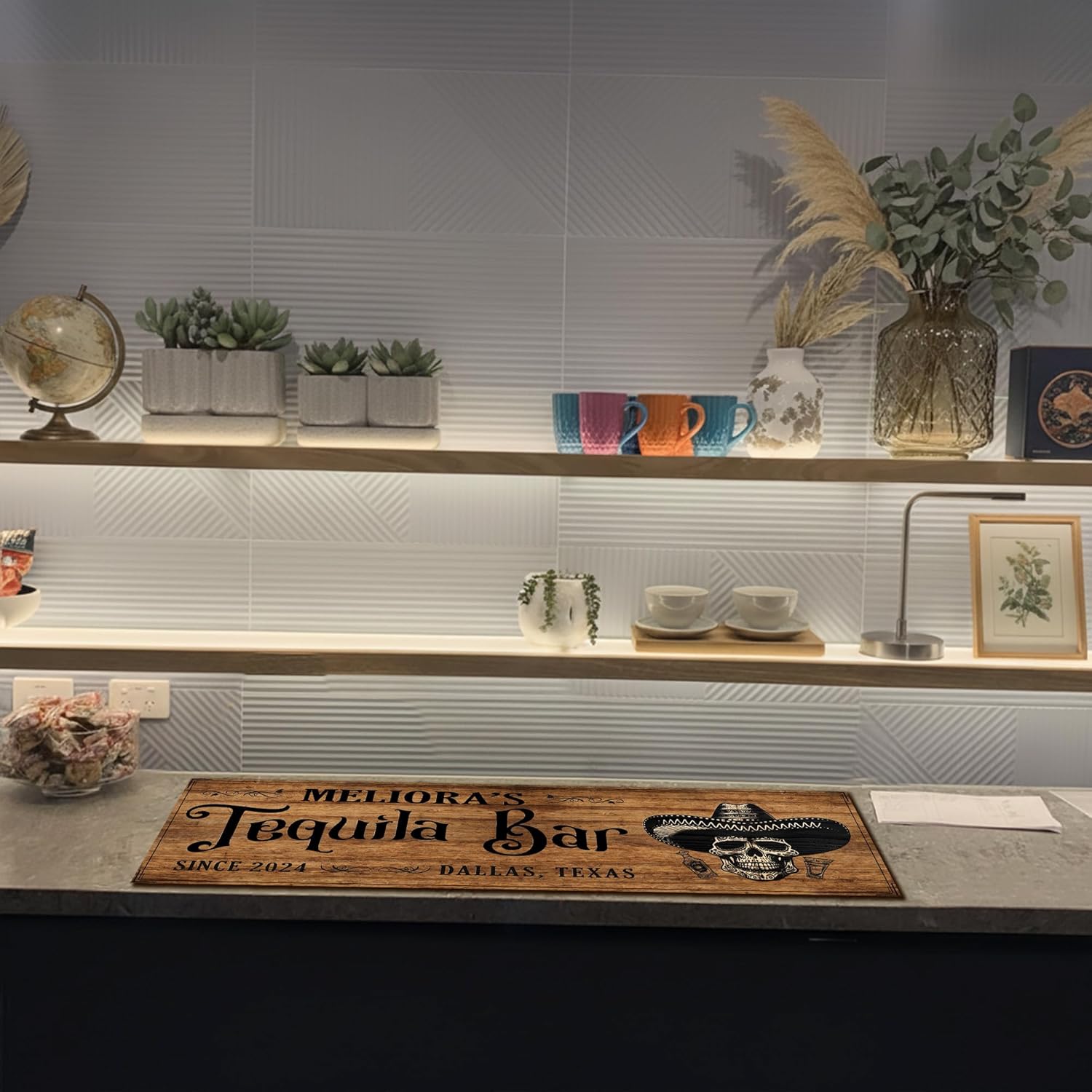 THUYPT Personalized Bar Runner Bar Mat for Bar Kitchen Accessories, Bar Mats for Bartending Bar Accessories Mat, Kitchen Countertop Decorations Home Bar Decor (12)