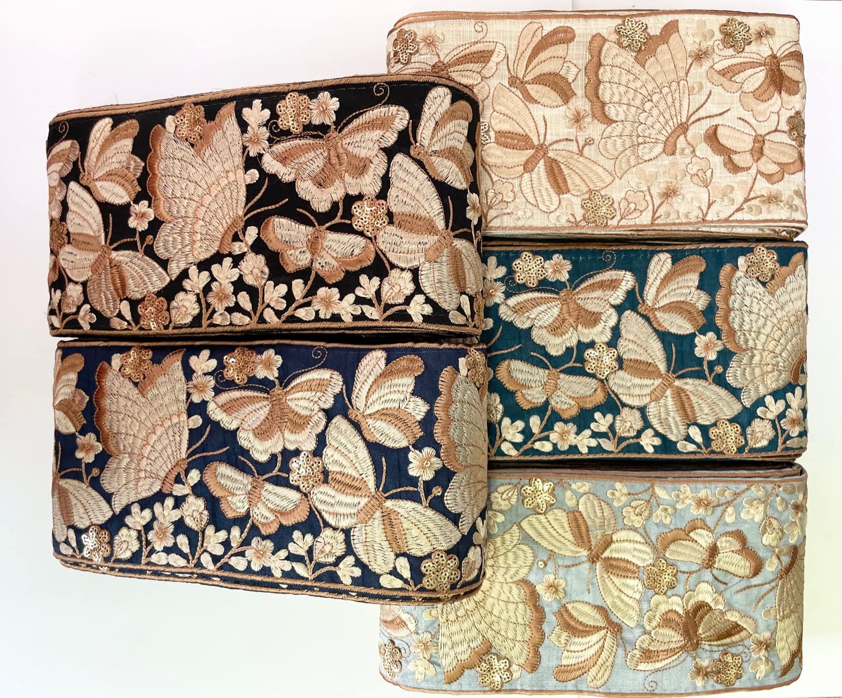 Amazon.co.jp: インド刺繍リボン 100cm 12cm幅 綿 ポーチ
