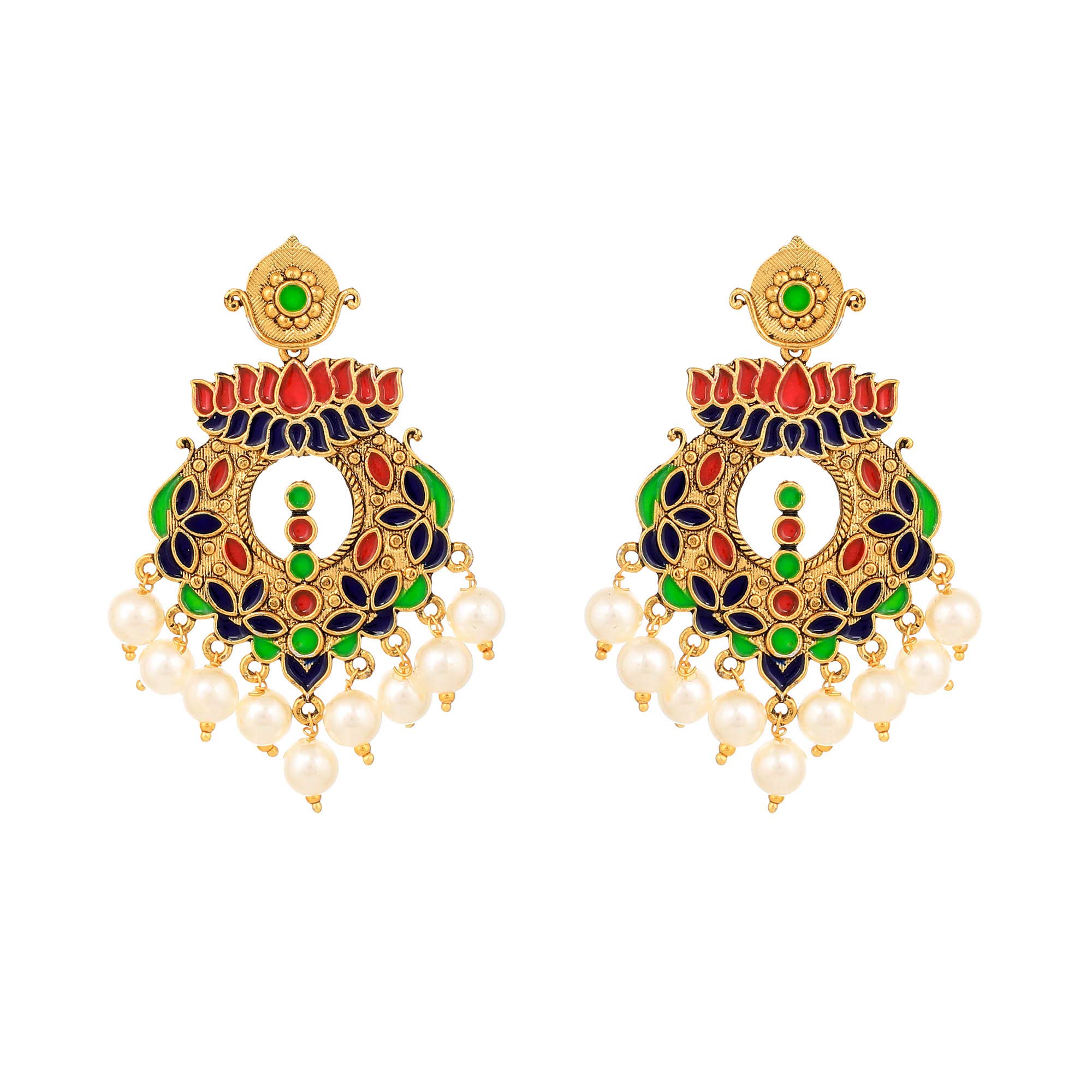 Yellow Chimes Beautifully Enamelled Stylish Gold Plated Meenakari Chandbali Earrings for Women and Girls… (B07TLW6WJQ) Amazon Price History, Amazon Price Tracker
