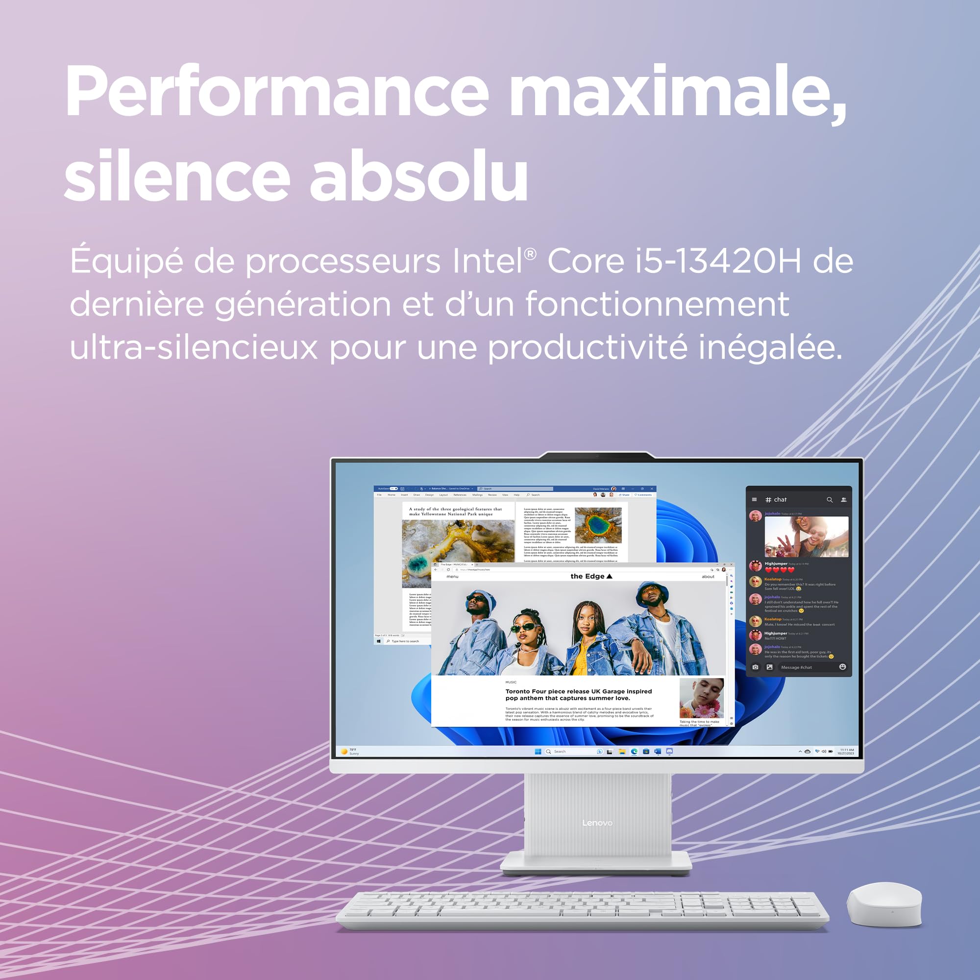 Lenovo IdeaCentre AIO 27IRH9 - Ordinateur de Bureau Tout-en-Un 27" FHD (Intel Core i5-13420H, 16Go RAM, 1To SSD, Graphique Intel UHD Intégrée, Windows 11 Home) Clavier AZERTY et Souris USB - Gris