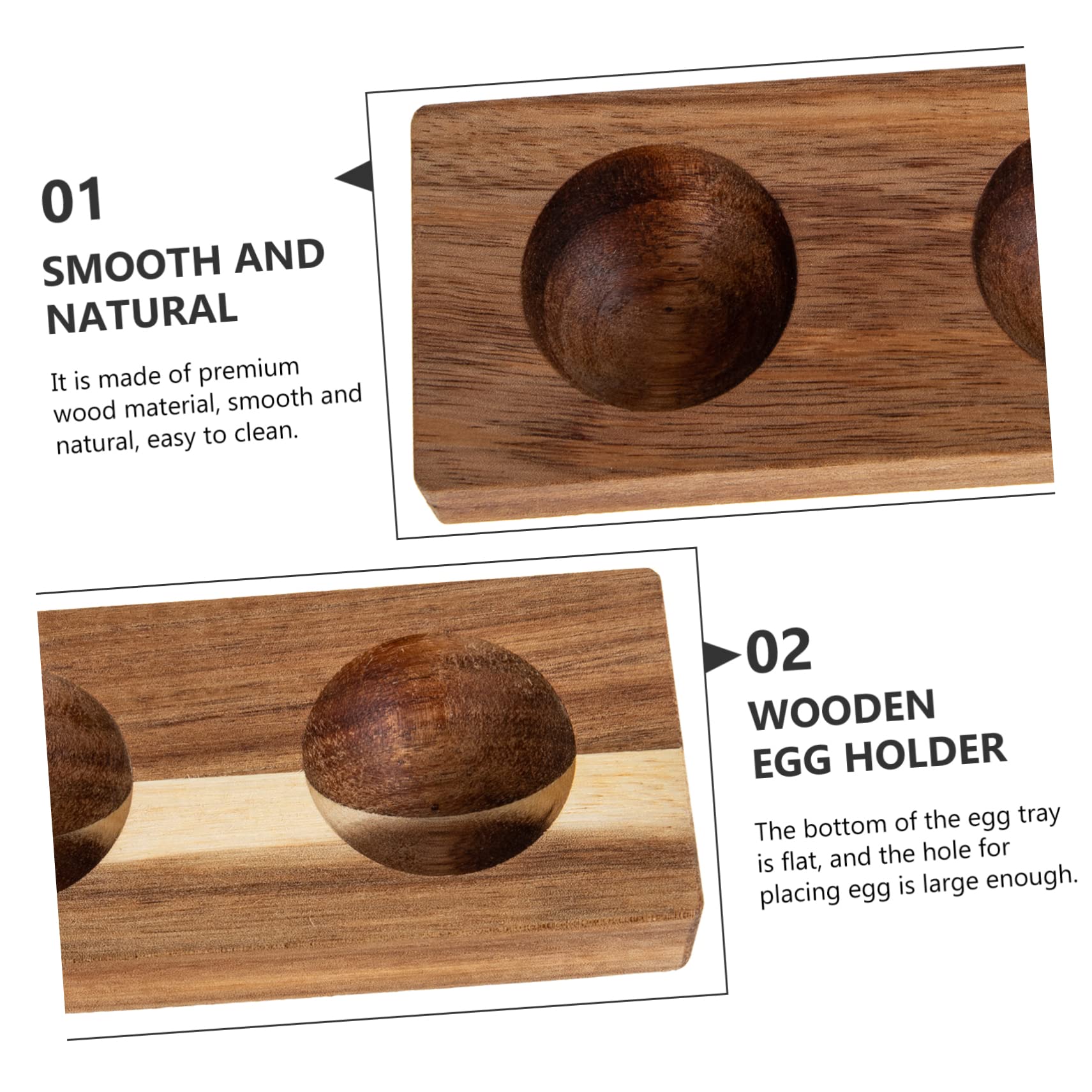 GRIRIW 2pcs Wooden Egg Tray Egg Plate Ball Egg Base Egg Storage Organizer Egg Storage Tray Egg Cartons Egg Holder for Refrigerator Egg Storage for Fresh Egg Fridge Containers Eggs Brown