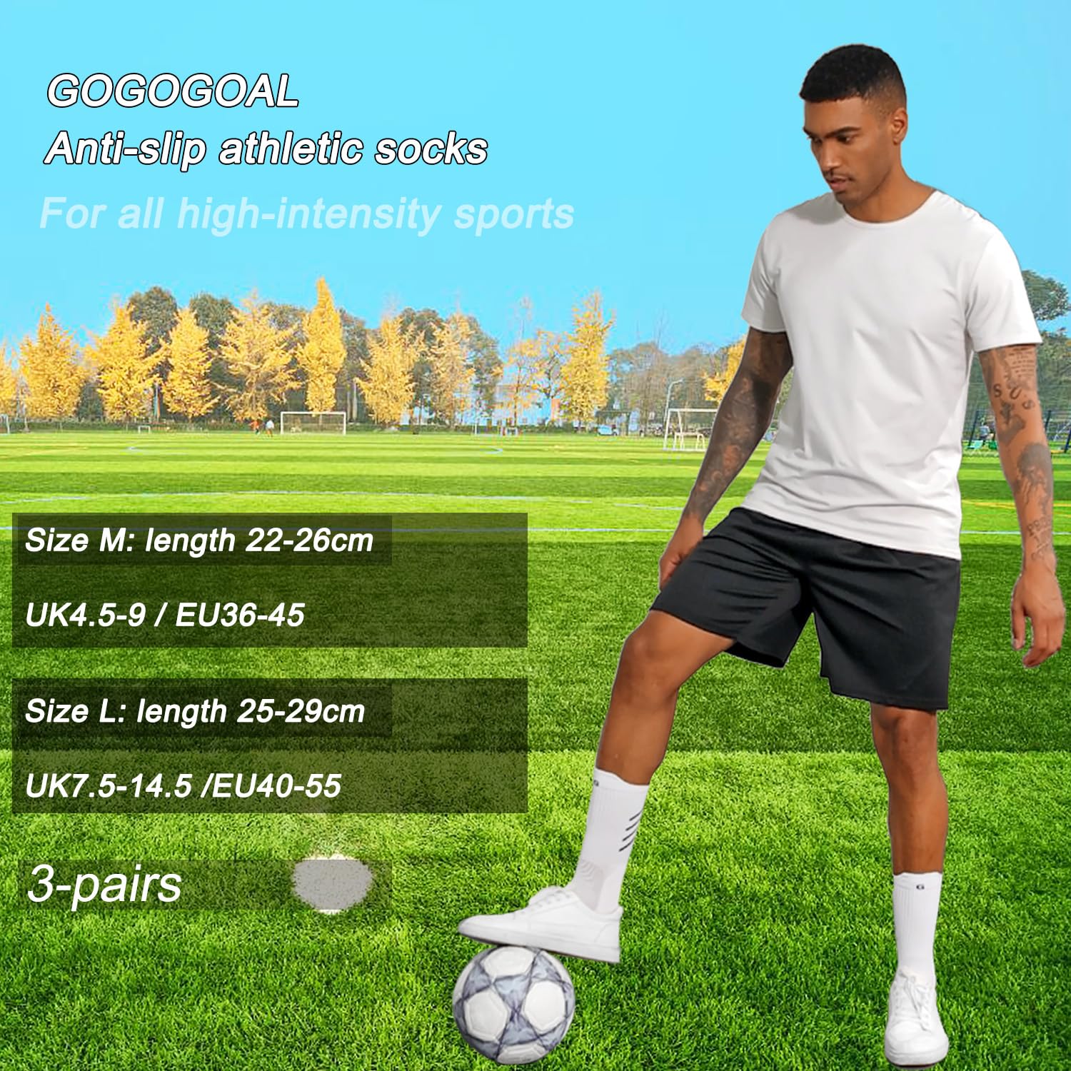 Gogogoal Calze sportive antiscivolo Calcio Uomo Donna, Cotone e imbottiti Anti scivolo Calza pantofola, Antiscivolo Grip Calze da calcio Basket Palestra Yoga Tennis…