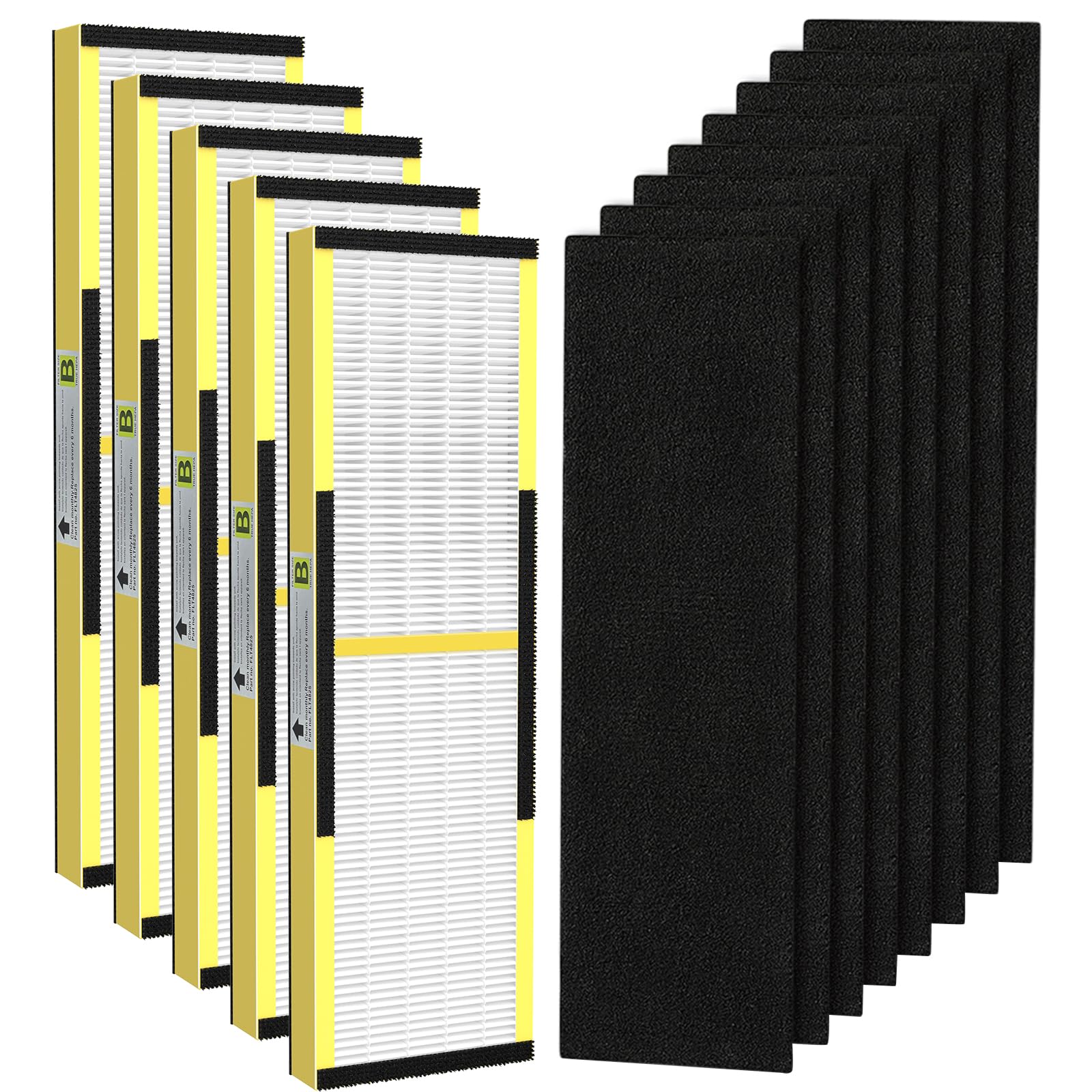 5 Pack FLT4825 HEPA Filter B Replacement with Activated Carbon Pre-Filters Compatible with Guardian Air Purifier AC4825 AC4300 AC4800 AC4900 AC4850