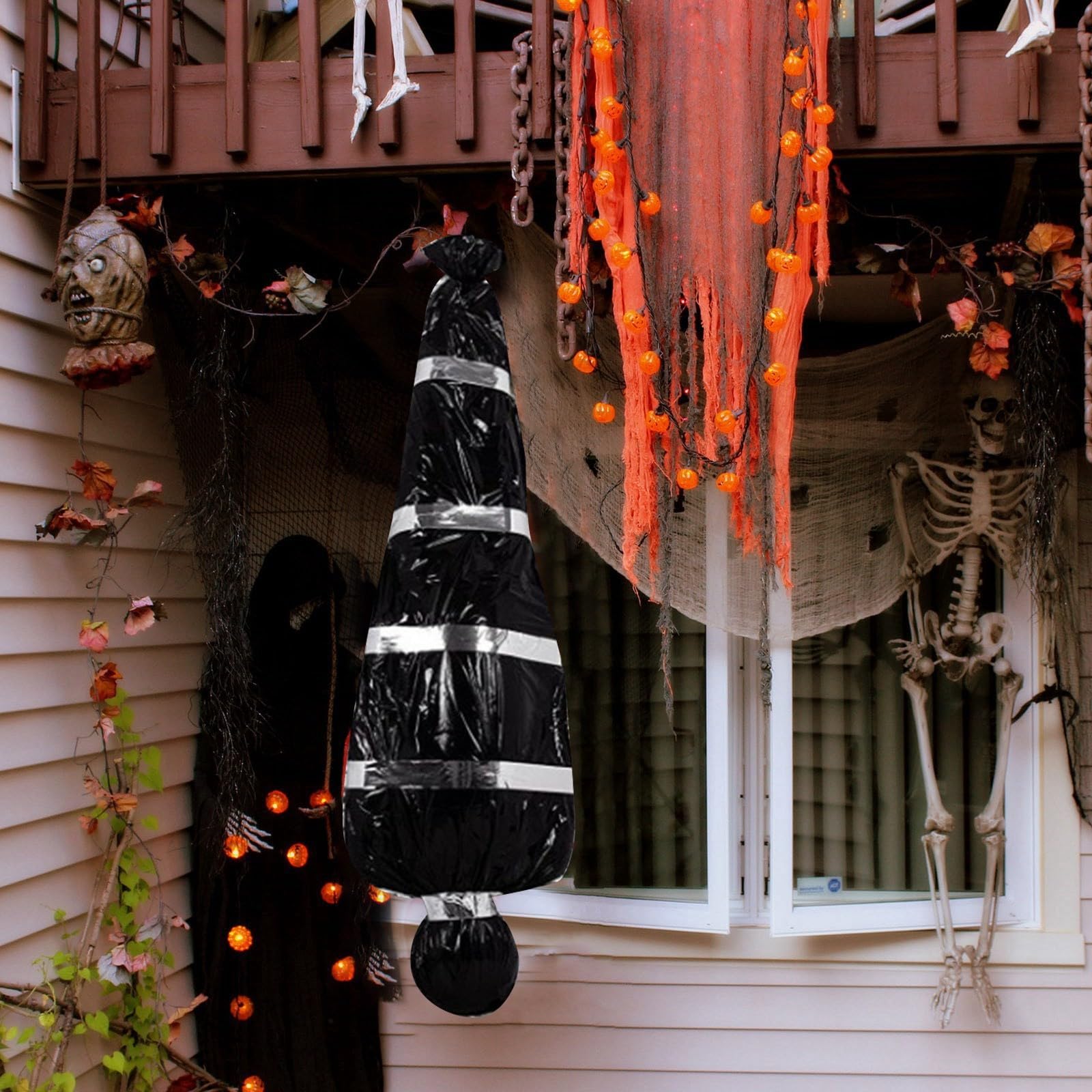 Garbage Bag Halloween Decorations JOYIN 6 Pcs Halloween Pumpkin Leaf