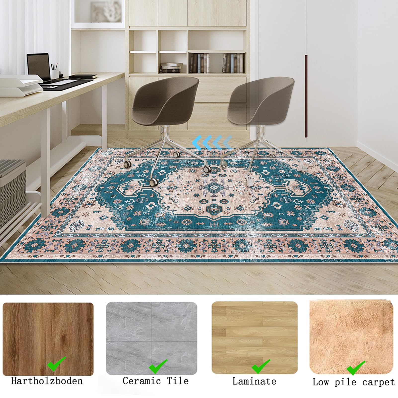 Bürostuhl Teppich Unterlage Bodenschutz Teppichschoner, Schreibtischstuhl Unterlage Bodenschutzmatte Gaming Bürostuhlunterlage für Parkett Laminat Hartböden Teppichboden, Bürostuhl Matte 150 x 180 cm