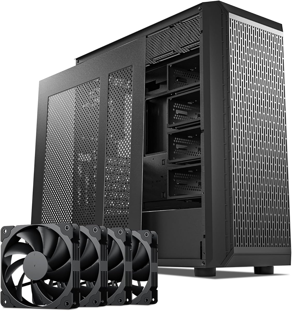 DARKROCK Classico Storage Master ATX NAS Computer Case Mid Tower with 4x120mm Fans, USB 3.0 Ready 10 x3.5'' HDD+3 x2.5'' SDD 360mm Supported on Top & Front Radiator GPU Vertically Mounting Black