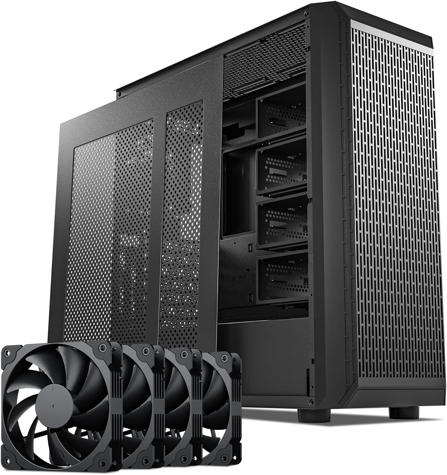 Classico Storage Master ATX NAS Computer Case Mid Tower with 4x120mm Fans, USB 3.0 Ready 10 x3.5'' HDD+3 x2.5'' SDD 360mm Supported on Top & Front Radiator GPU Vertically Mounting Black
