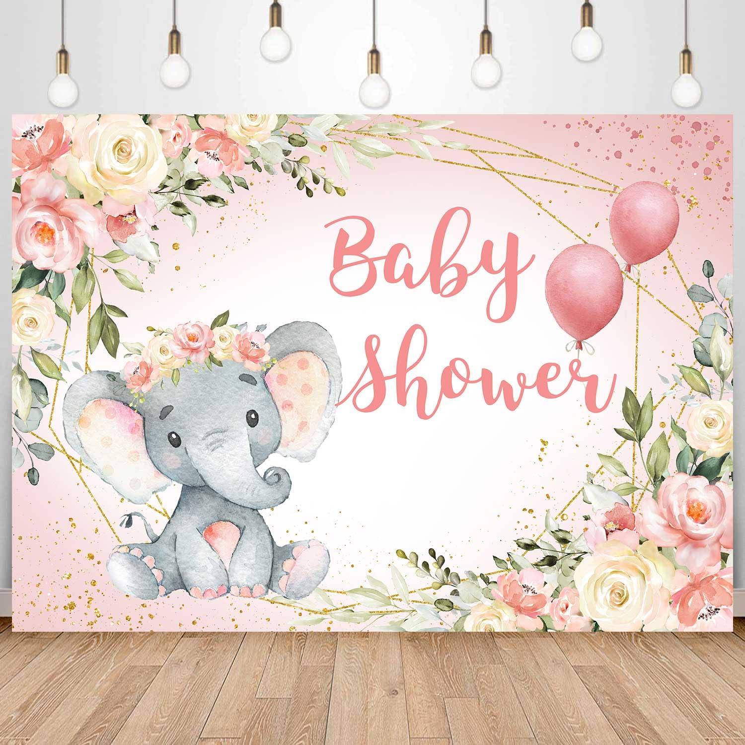 Ayayiya Elephant Baby Shower Backdrop for Girl Blush Pink Floral It's A Girl Baby Shower Party Decoration Photography Background A Sweet Little Peanut