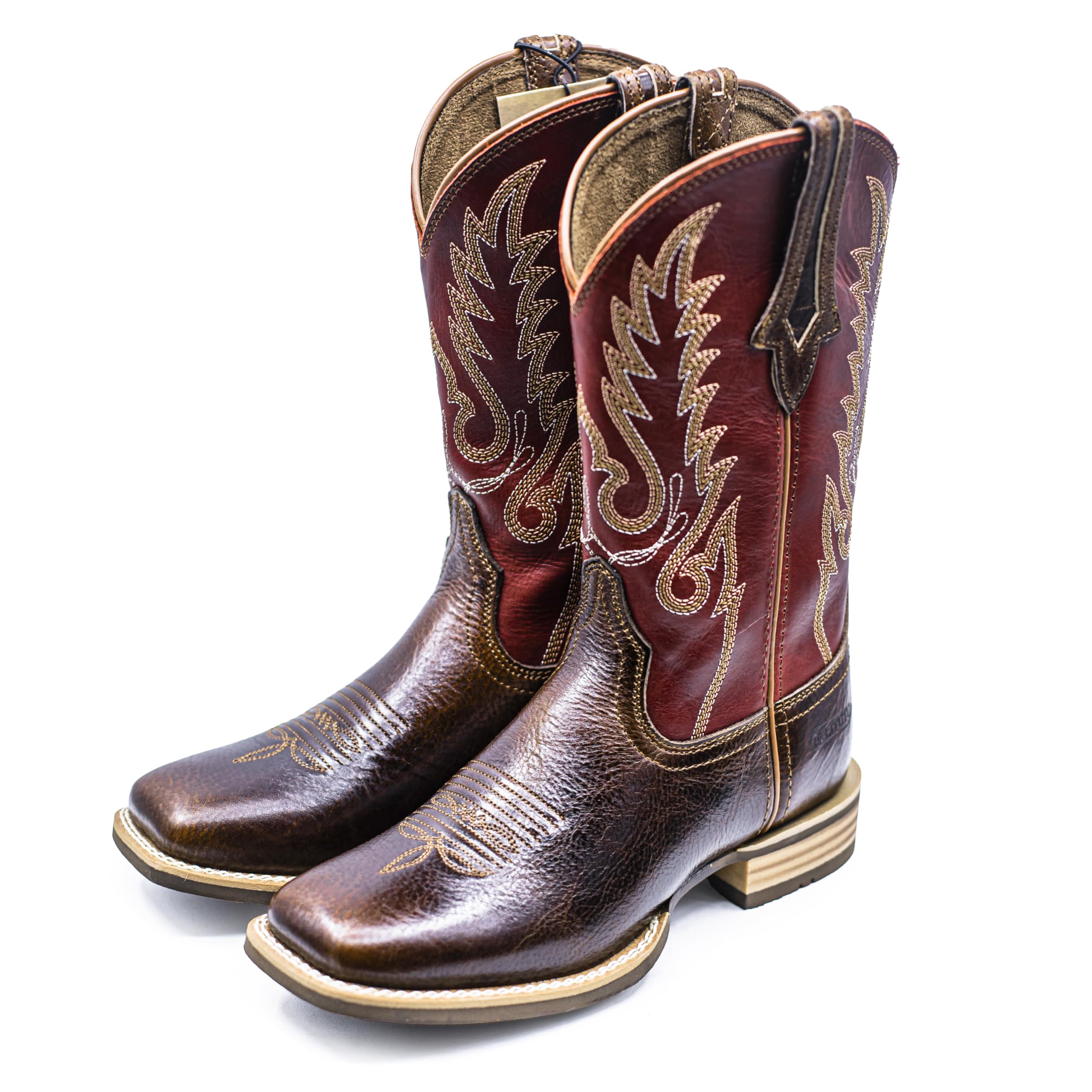 Palitutu Women Western Boots Hand Painted, Square Toe, Full Grain Cowhide, 4-Layer Composite Sole(PLT203607)