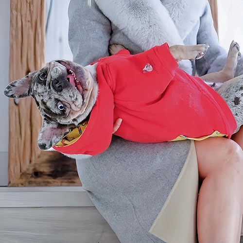 Miniatura 6 de Fabulous Fido Sudaderas con capucha para perro suéter rojo de algodón y microfibra de alta calidad ropa para perros grandes pequeños y medianos