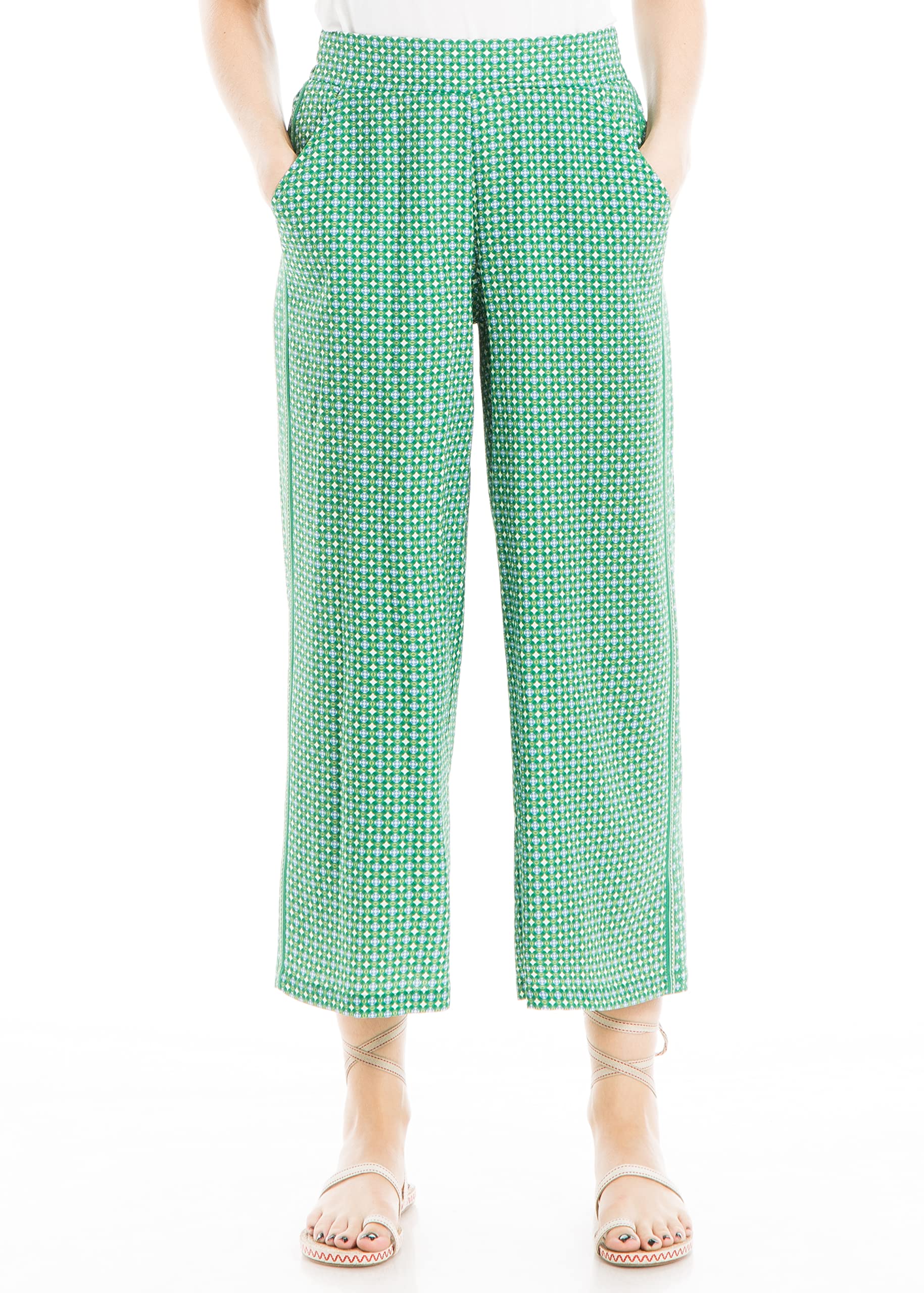 Max Studiowomens Bubble Crepe Cropped Side Border Pant Pants