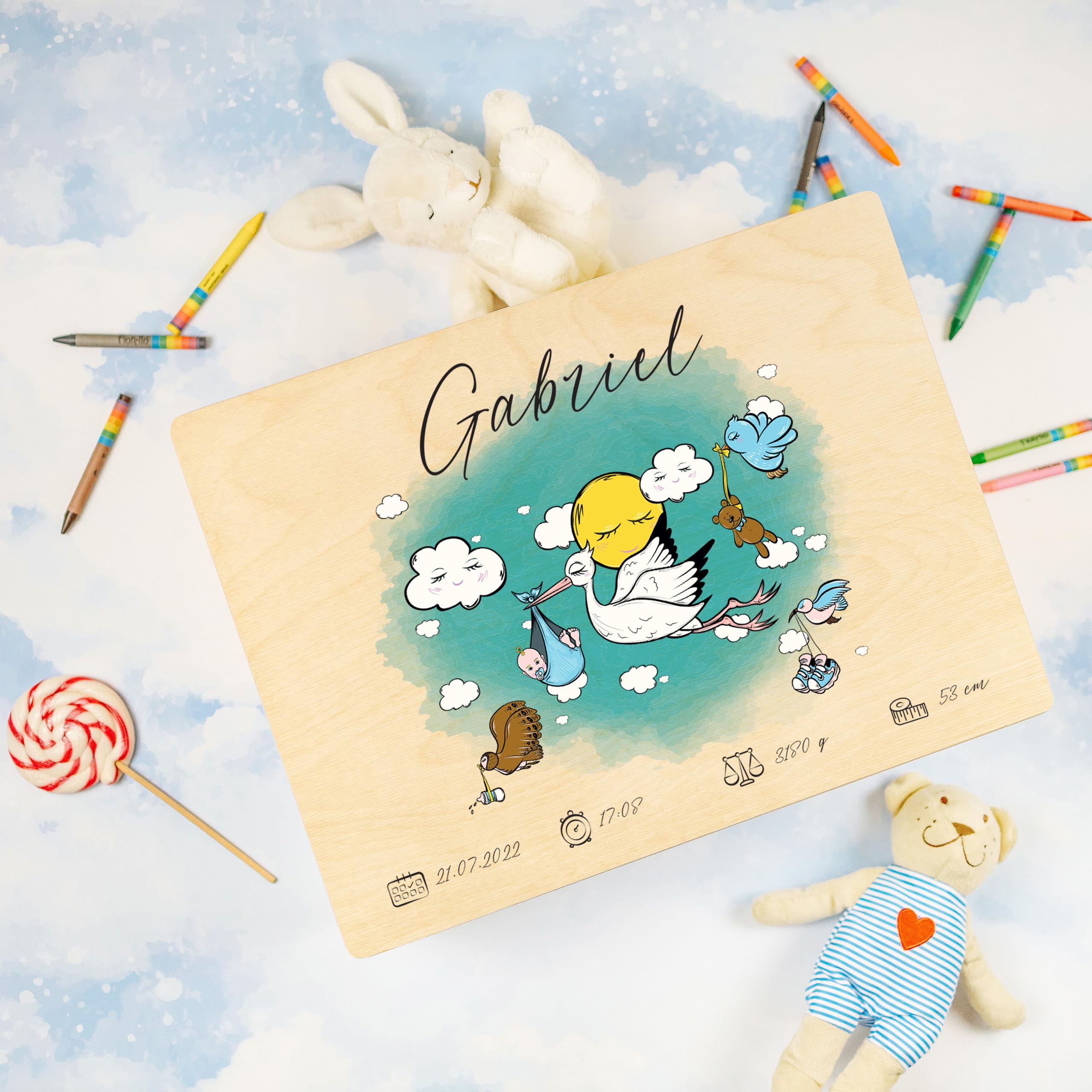 Creative DECO Caja de Recuerdos Personalizada para Bebés/Regalo | Nacimiento Personalizado - Múltiples Motivos | Cajas de Madera Personalizadas para Niños | Personalizados para Niño y Niña