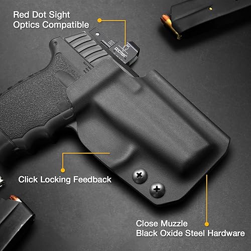 Miniatura 4 de OWB Funda Kydex compatible con Glock 1719, Glock 4343X, SD9 VE, M&P 9 M2.0 Compacto y tamaño completo, SCCY CPX-1 CPX-2, Hellcat, Taurus G3CG2C, M&P