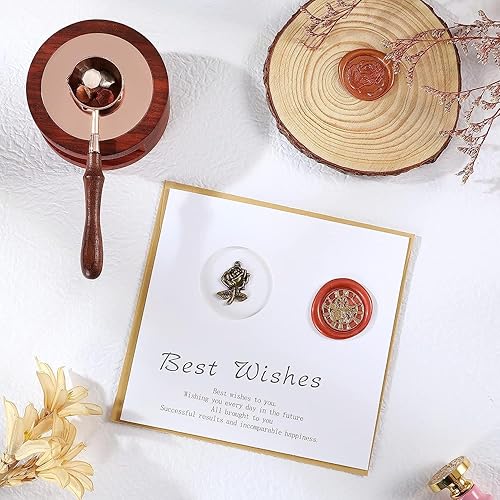 Miniatura 7 de Airlxf - Calentador de cera de palisandro con cuchara de fusión de cera para sello de cera