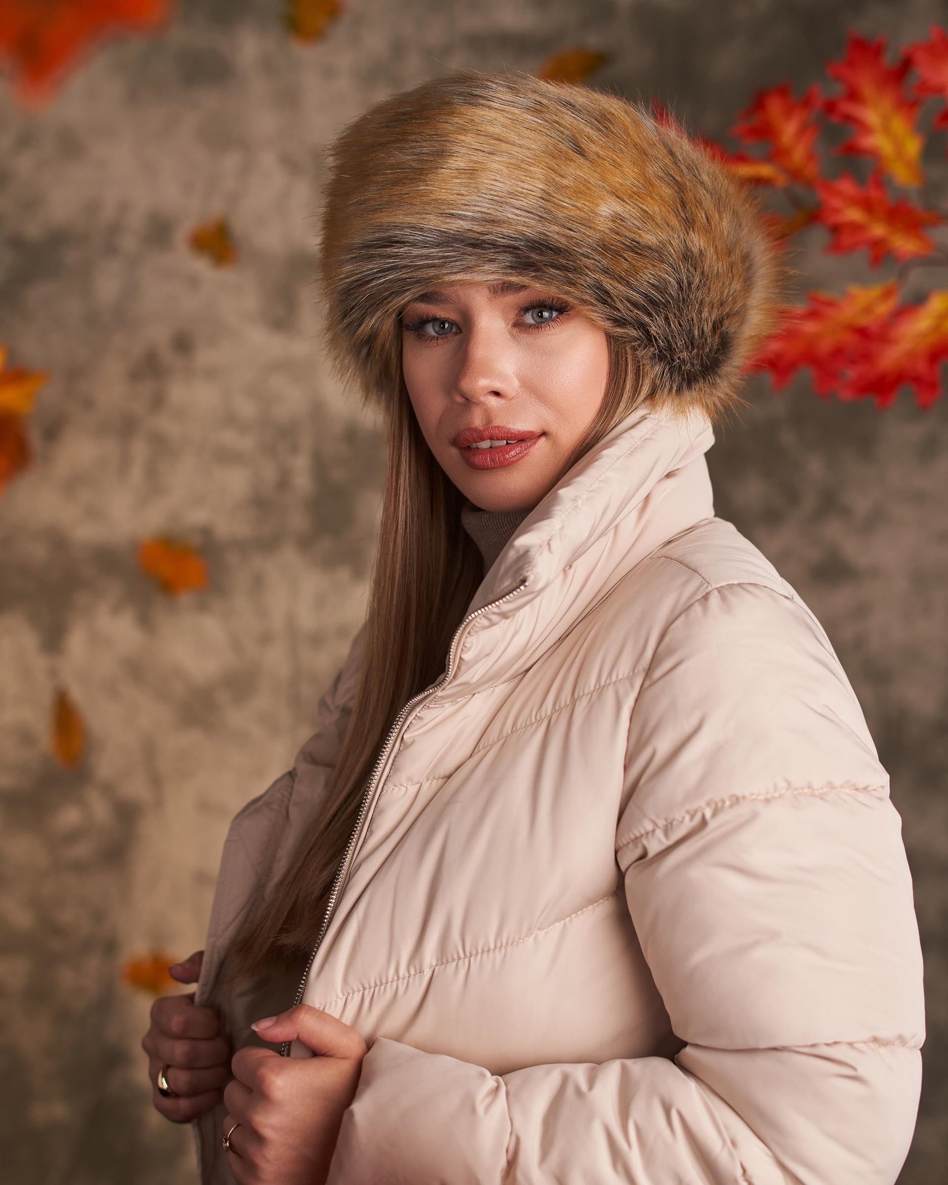 Futrzane Classic Headband - Faux Fur Headbands for Women - Furry Band for Winter - Size XL (Ginger Classic) - Image 2