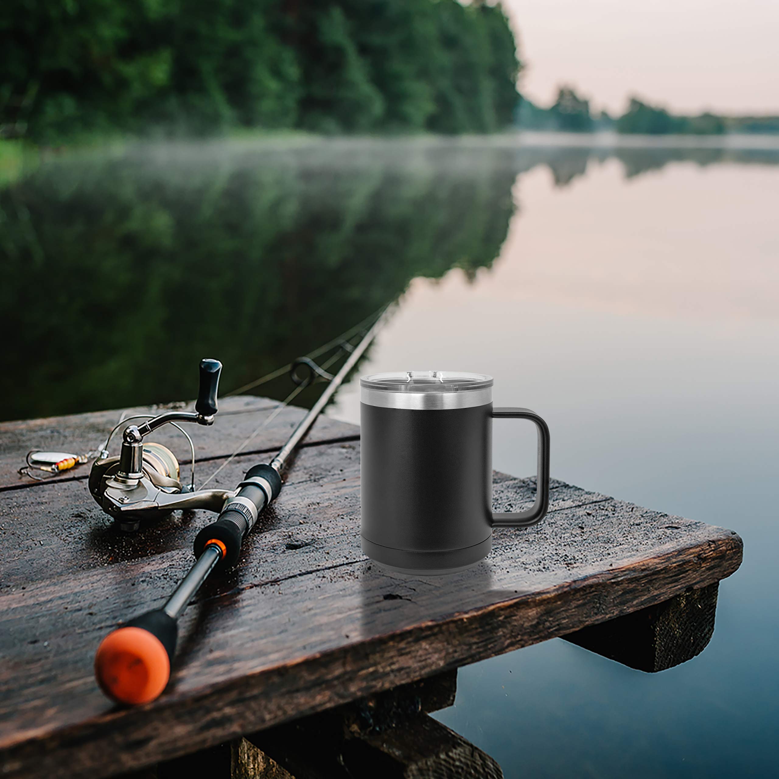 Amazon.com | Clear Water Home Goods - (Bulk Pack of 12-15 oz Double Wall  Coffee Mug with Lid and Handle, Double Insulated Stainless Steel Travel  Tumbler Cup - Powder Coated - Black: