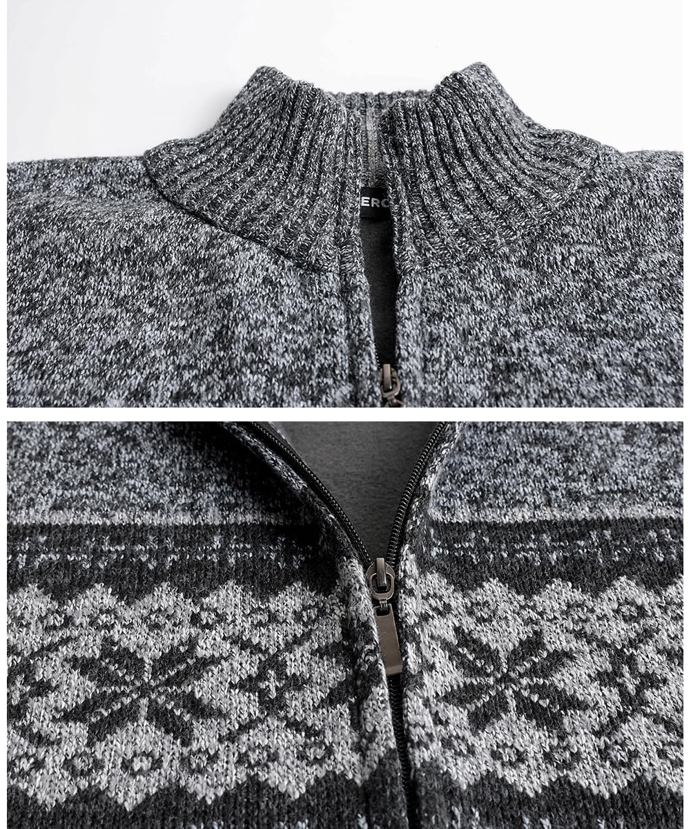 Cárdigan de Punto Cremallera para Hombre Chaqueta Jersey Manga Larga Cuello Alto Forro Polar