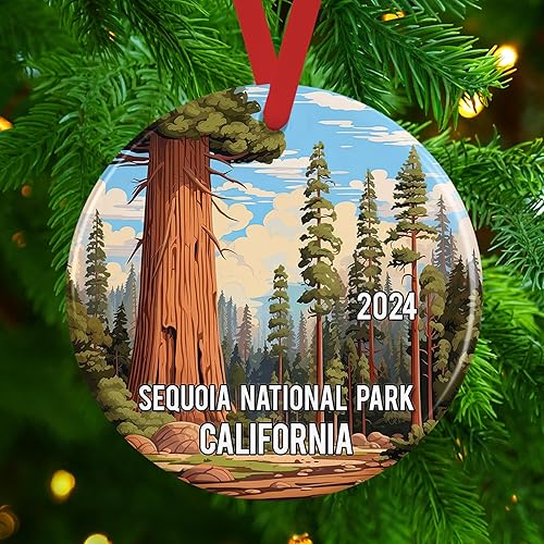 Miniatura 5 de Sequoia National Park Watercolor Christmas Ornament, Sierra Nevada Mountains California Vacation Travel Souvenir