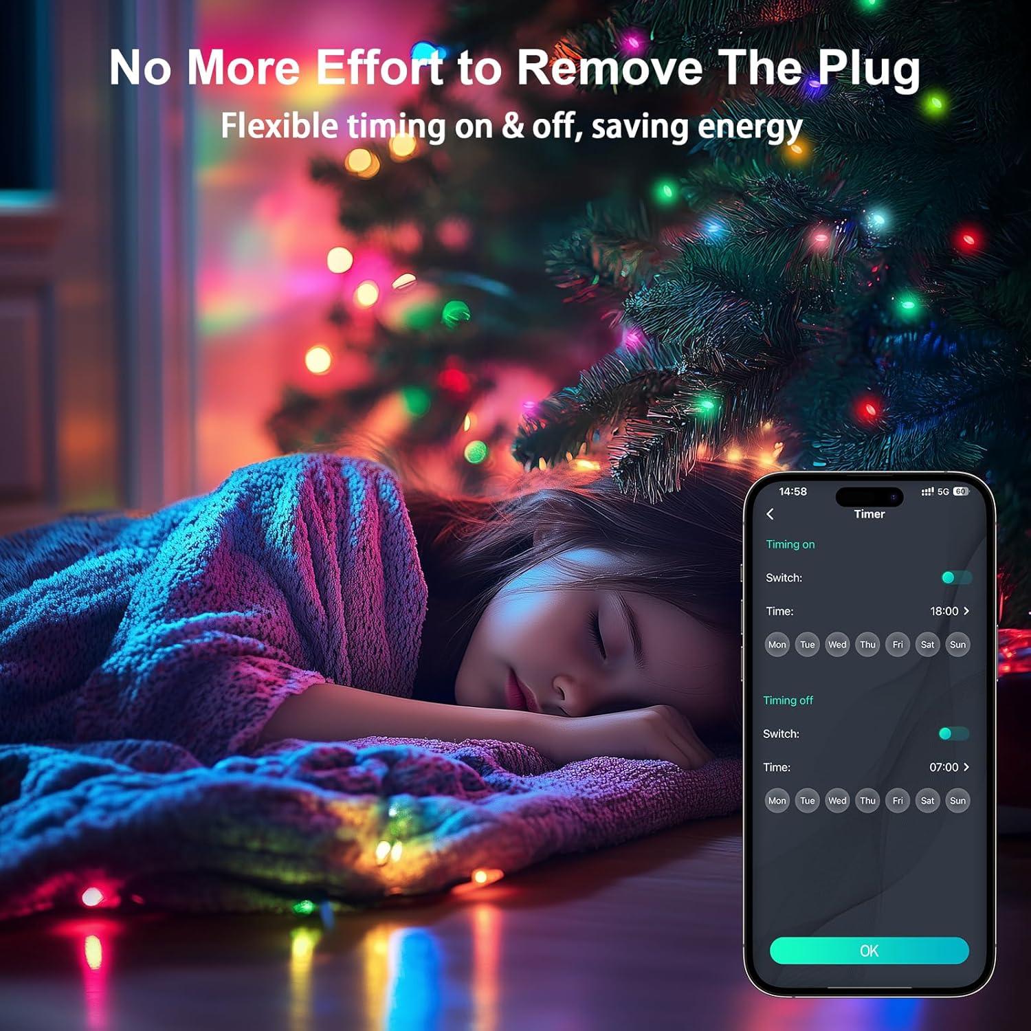 66Ft Fairy String Lights w/Remote & App Control Music sync12 Modes USB Powered-Multiple Light Color-Romantic Decorative Lights for Wedding Bedroom Garden Party