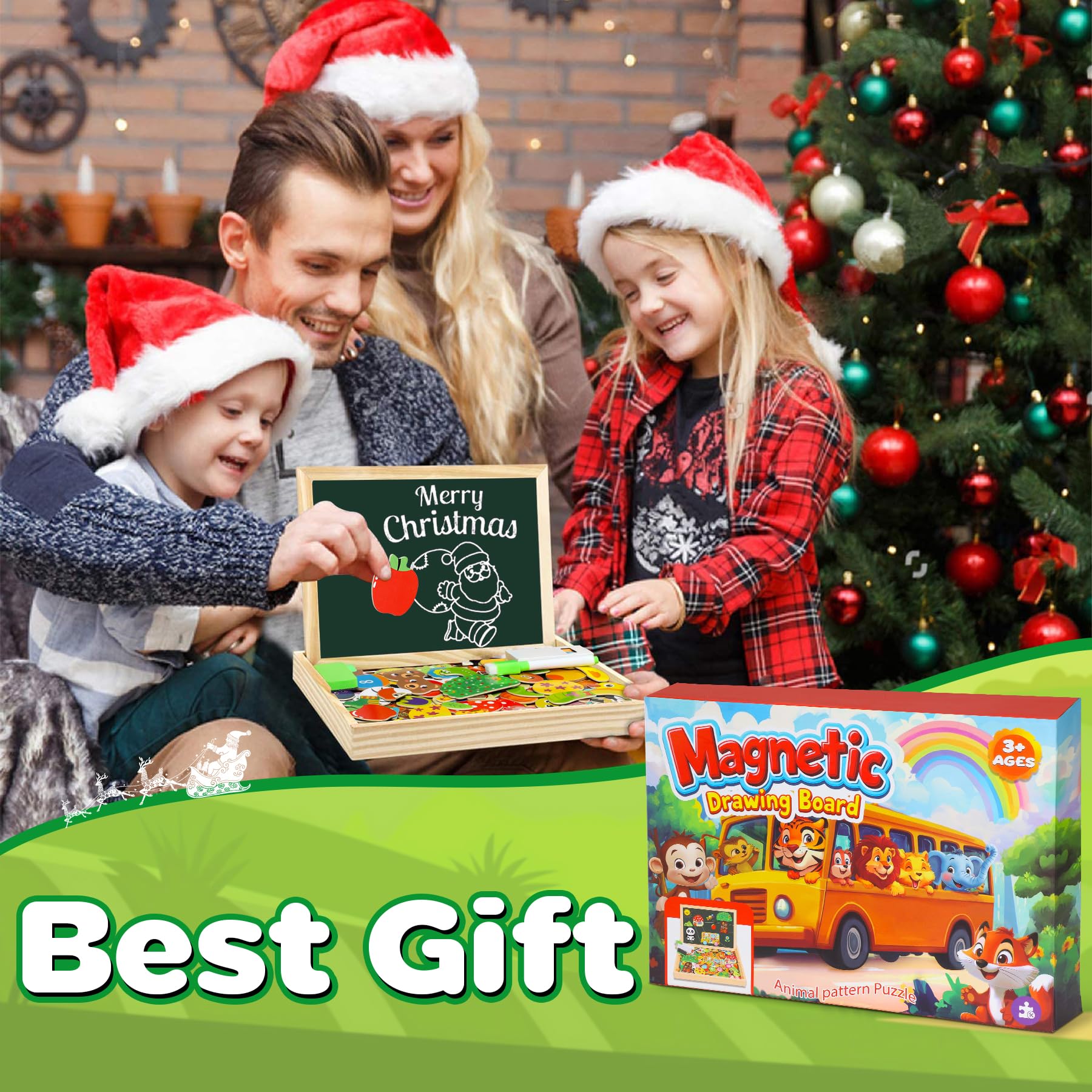 Puzzle Magnetico di Legno 130 Pezzi Montessori con Lavagna Magnetica Frutta Animale Regalo Bambini 3 4 Anni