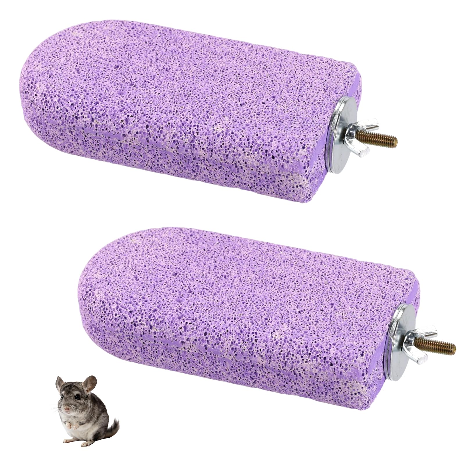Sinbana 2pcs Chinchilla Lava Ledge, Pumice Climbing Platform & Chewing Toy Teeth Grinding Cage Accessories for Chinchillas Squirrels Guinea Pigs Hamsters (Purple)