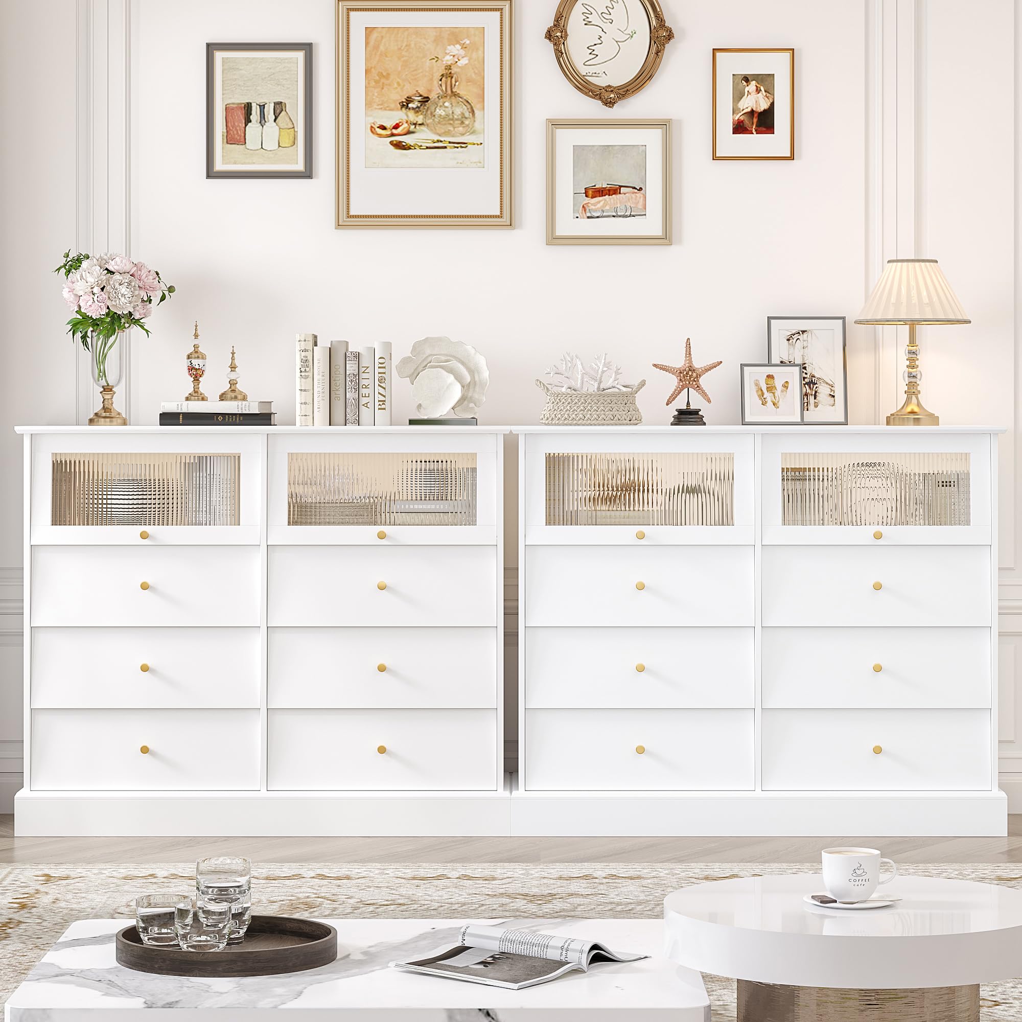 white and gold 8 drawer dresser Classic White Painted Dresser