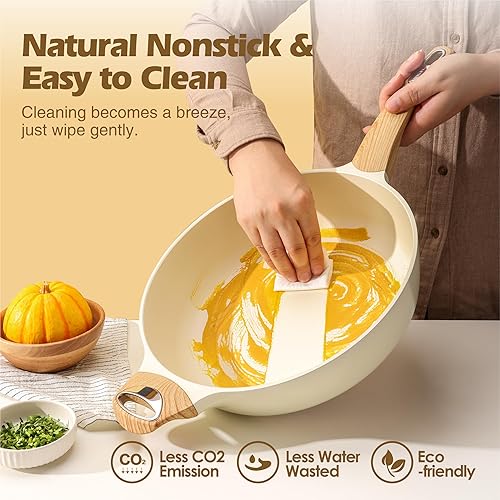 Miniatura 4 de SENSARTE Sartén profunda antiadherente, sartén grande de 12 pulgadas, utensilios de cocina de inducción, sartén antiadherente de 5 cuartos con tapa,