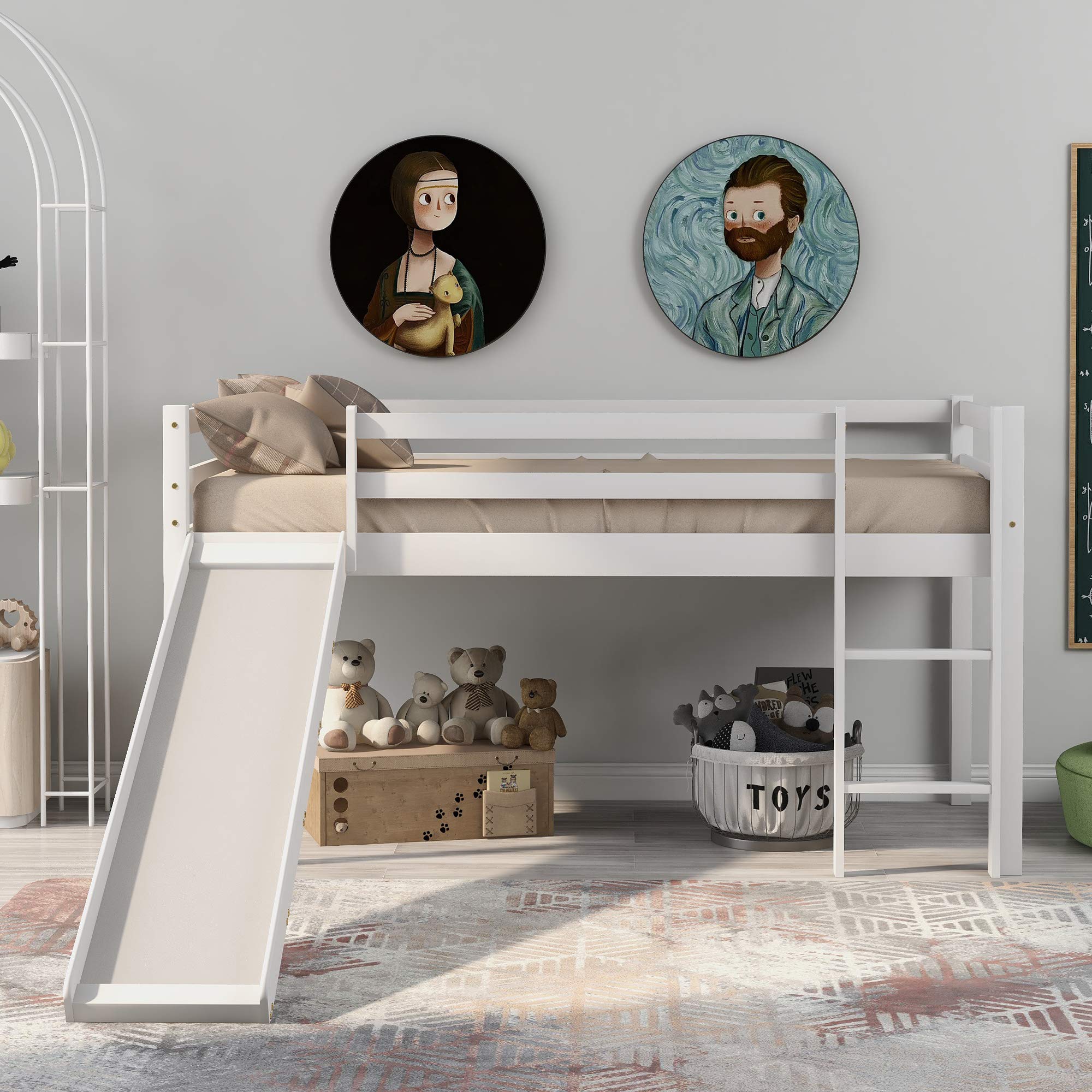 Buy ModernLuxe Bunk Bed Children's Cabin Bed Frame with Slide & Ladder