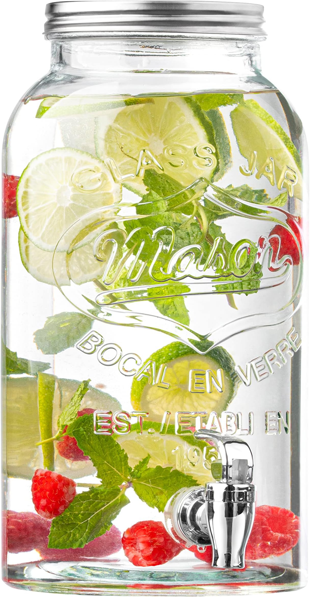 Estilo 1 Gallon Drink Dispenser Hammered Glass Mason Jar